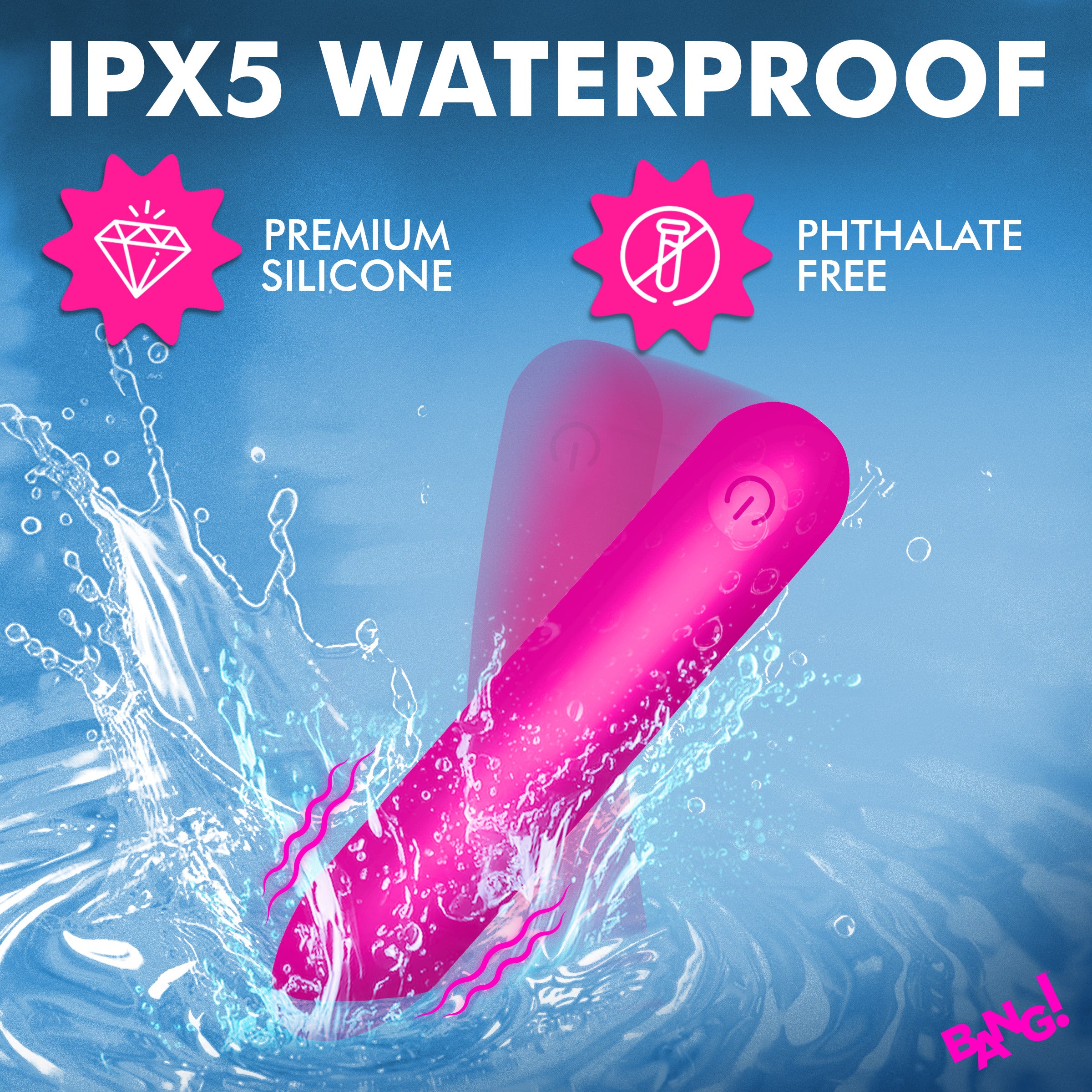 Bang! Tapered Flexible Silicone Bullet - Pink Pink