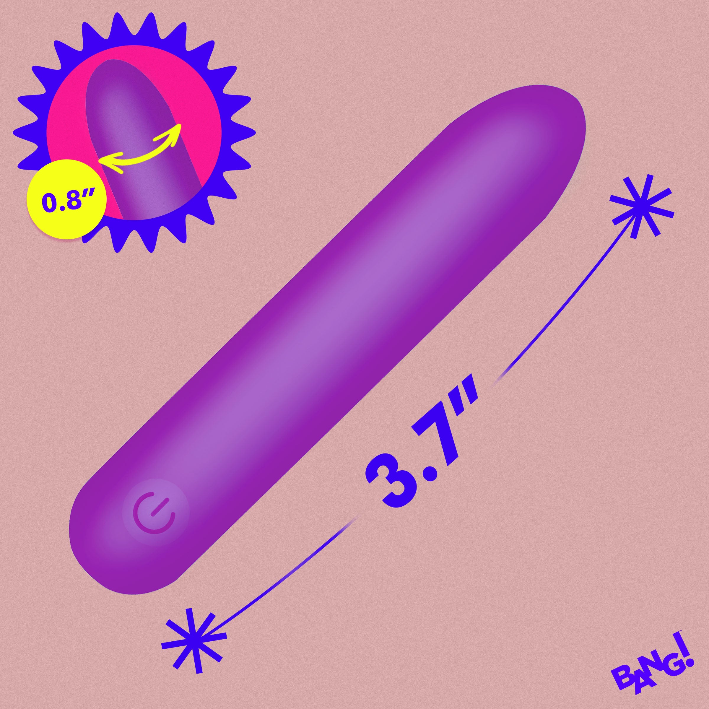 Bang! Tapered Flexible Silicone Bullet - Pink Purple
