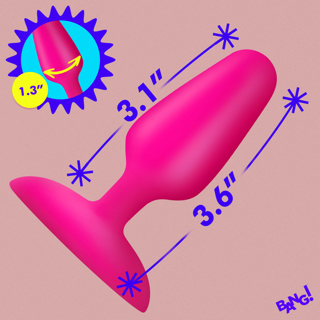 Bang! Flexible Vibrating Silicone Butt Plug - Purple Pink