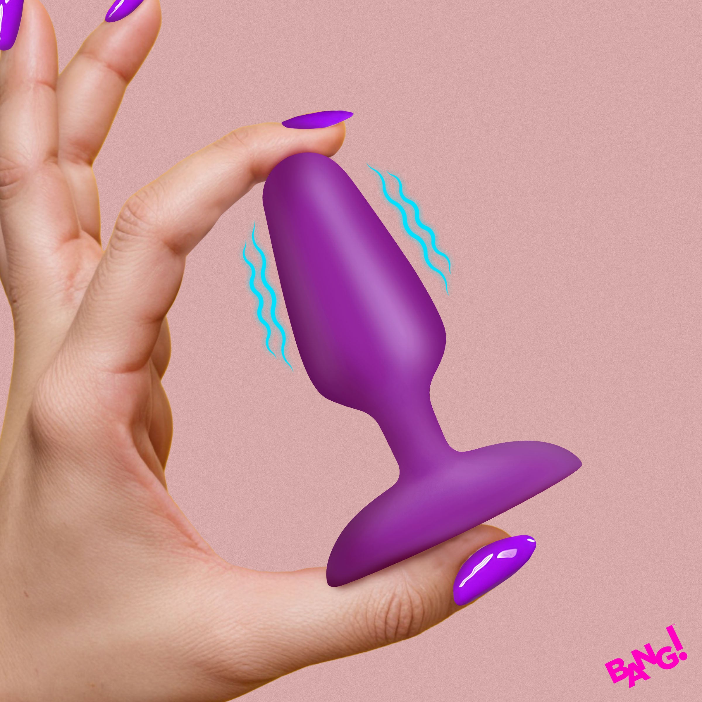 Bang! Flexible Vibrating Silicone Butt Plug - Purple Purple