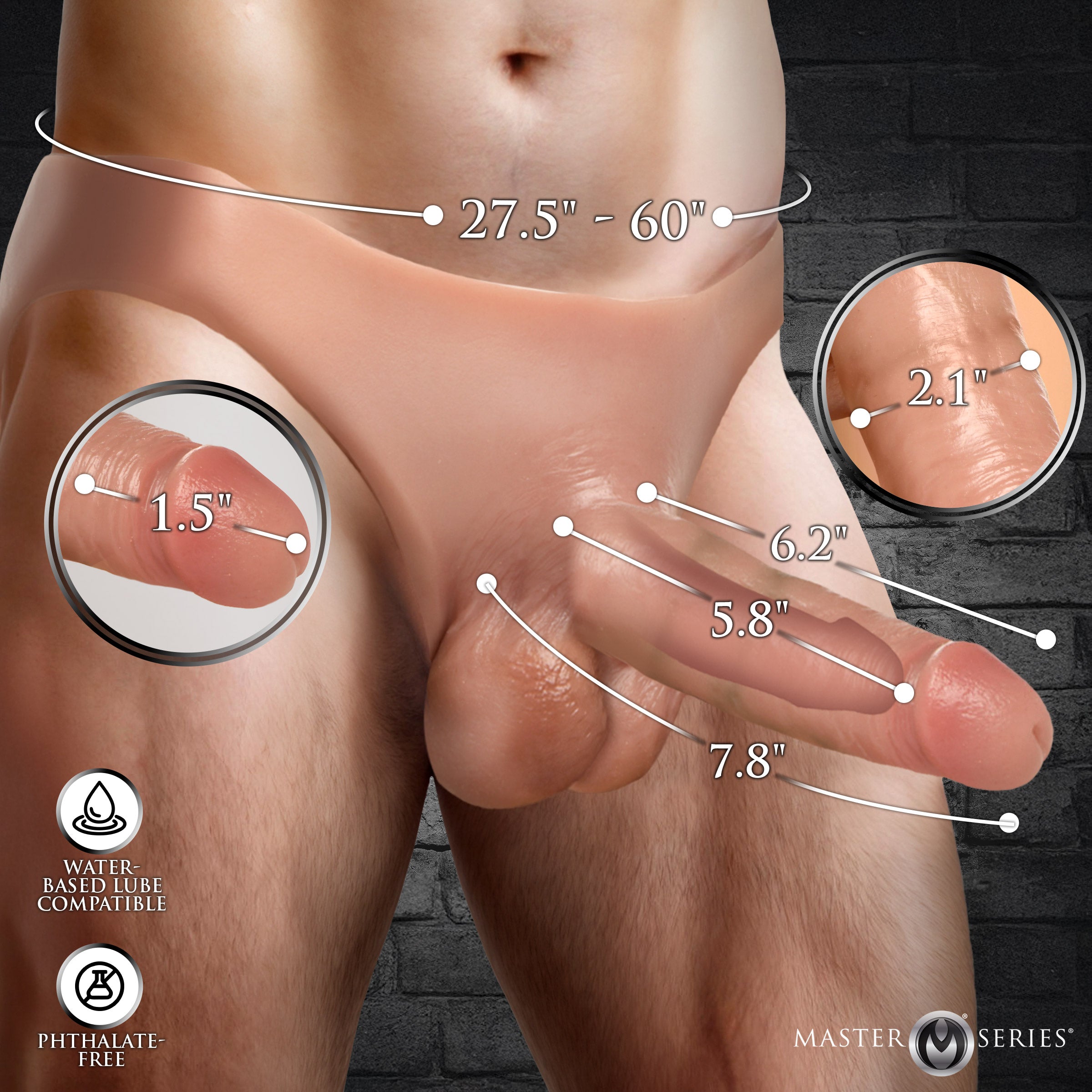 Master Series 8" Stealth Silicone Strap-On Flesh