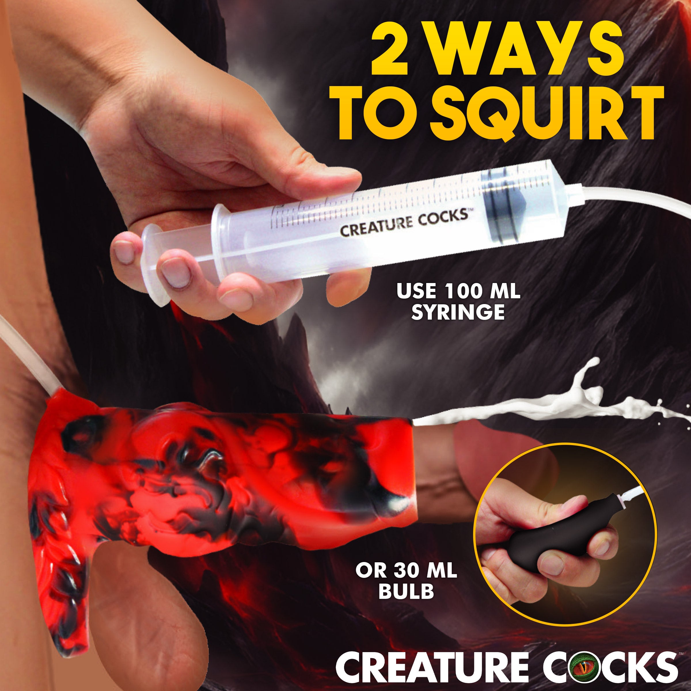 Creature Cocks Night Prowler Squirting Silicone Penis Enhancer - Silver Red
