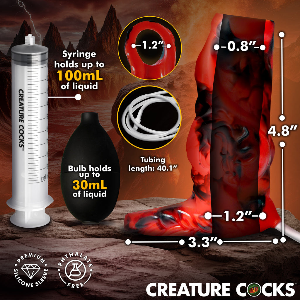 Creature Cocks Night Prowler Squirting Silicone Penis Enhancer - Silver Red