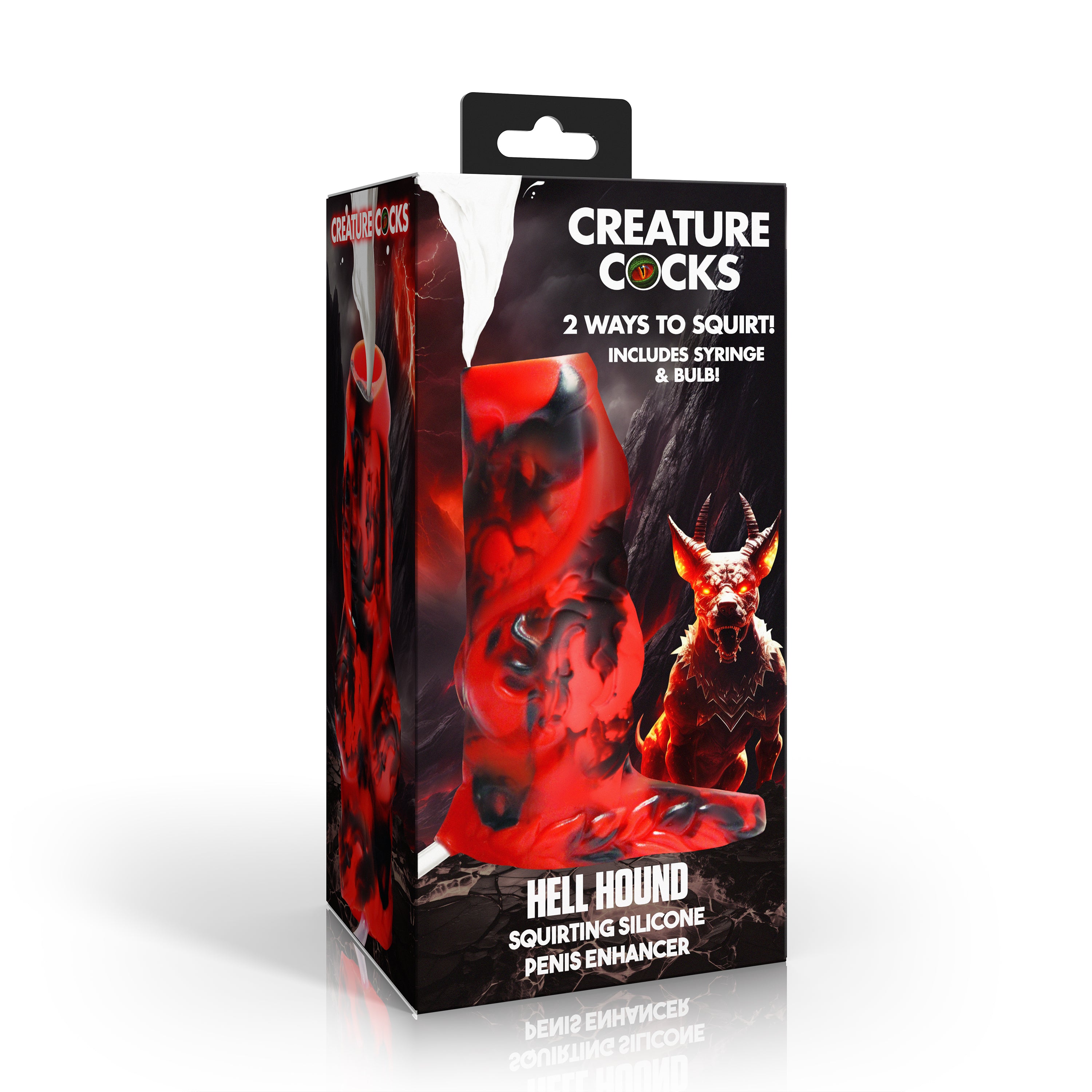 Creature Cocks Night Prowler Squirting Silicone Penis Enhancer - Silver Red
