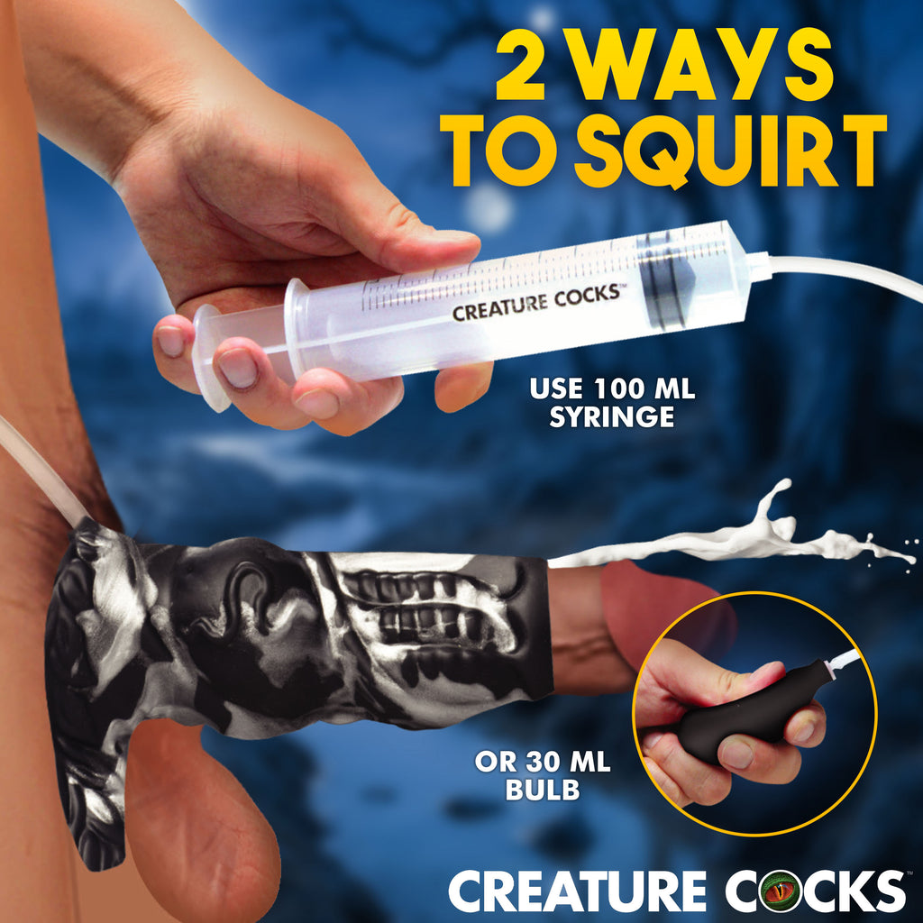 Creature Cocks Night Prowler Squirting Silicone Penis Enhancer - Silver Grey