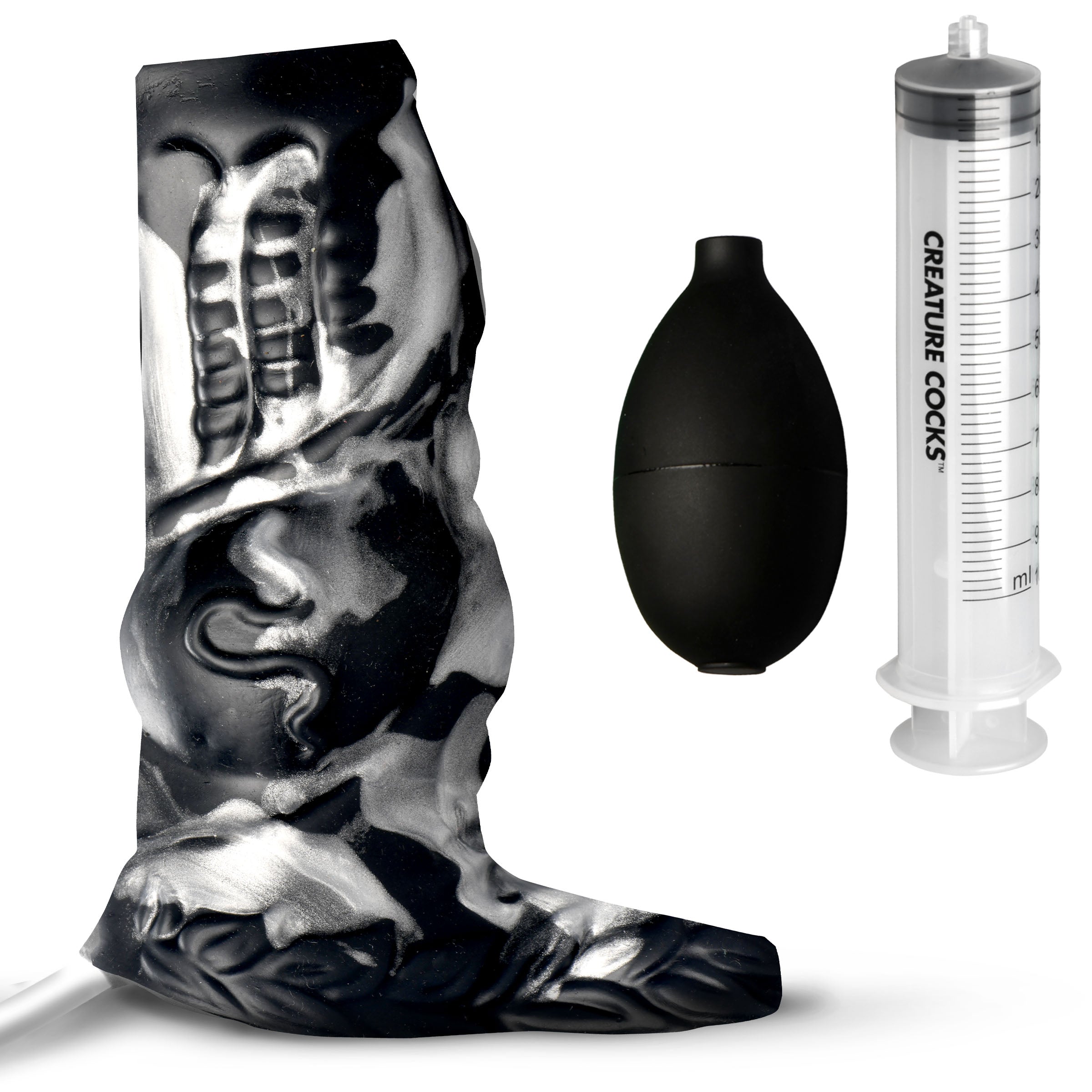 Creature Cocks Night Prowler Squirting Silicone Penis Enhancer - Silver Grey