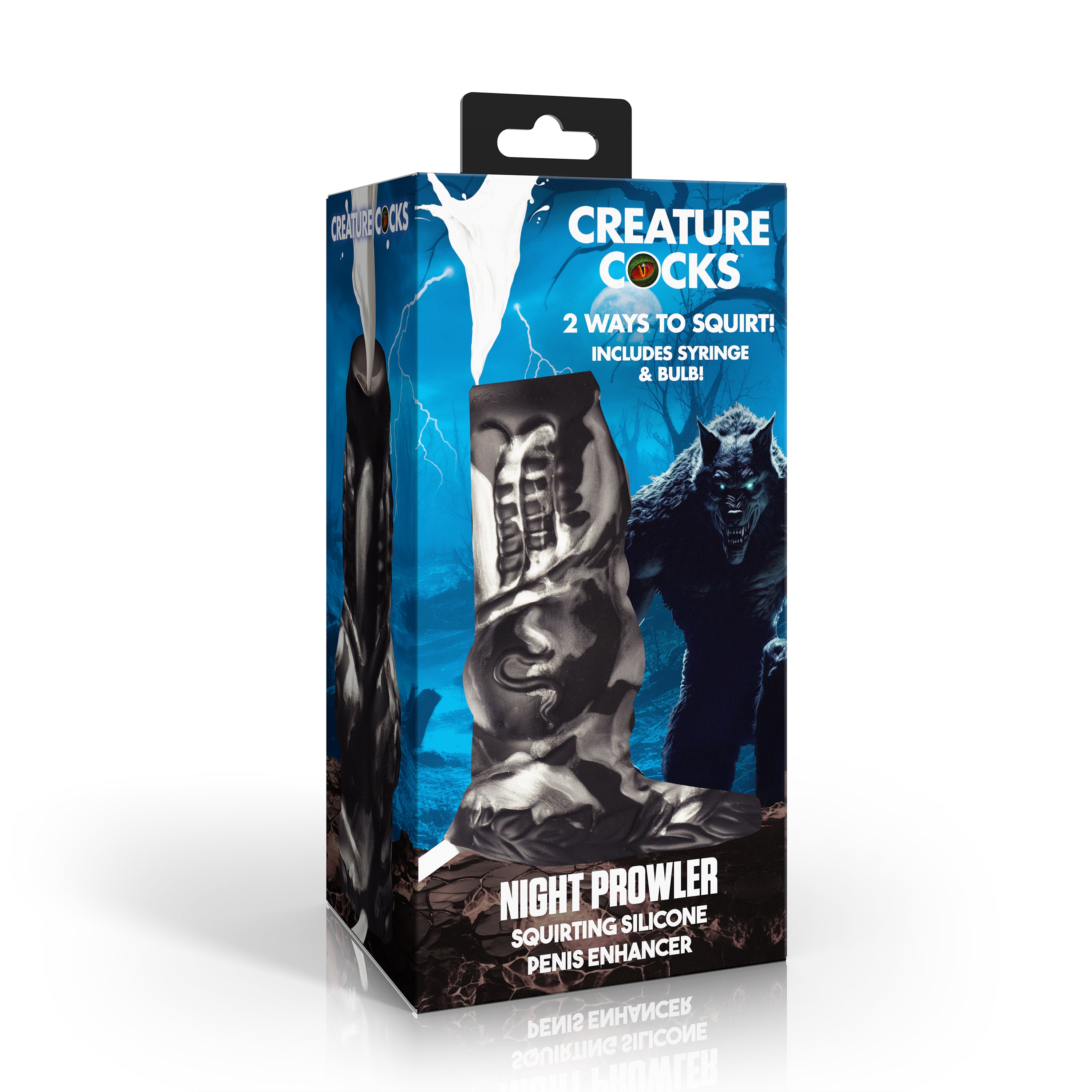 Creature Cocks Night Prowler Squirting Silicone Penis Enhancer - Silver Grey