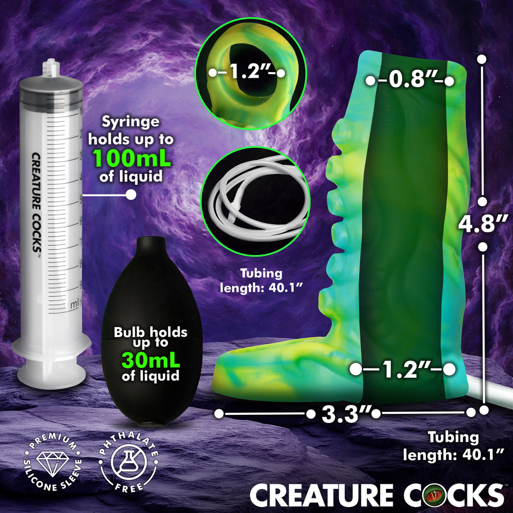 Creature Cocks Tentacle Squirting Silicone Penis Enhancer - Purple Green