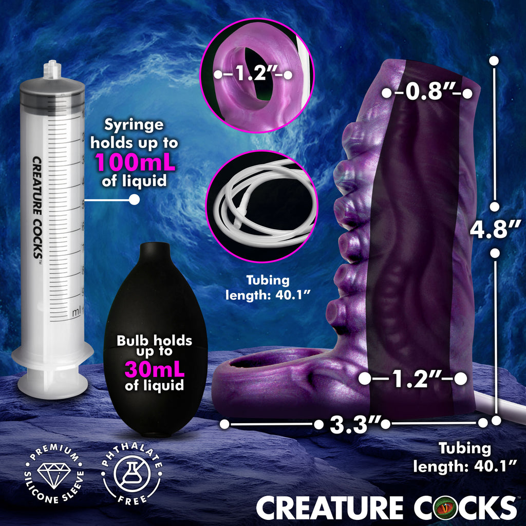 Creature Cocks Tentacle Squirting Silicone Penis Enhancer - Purple Purple