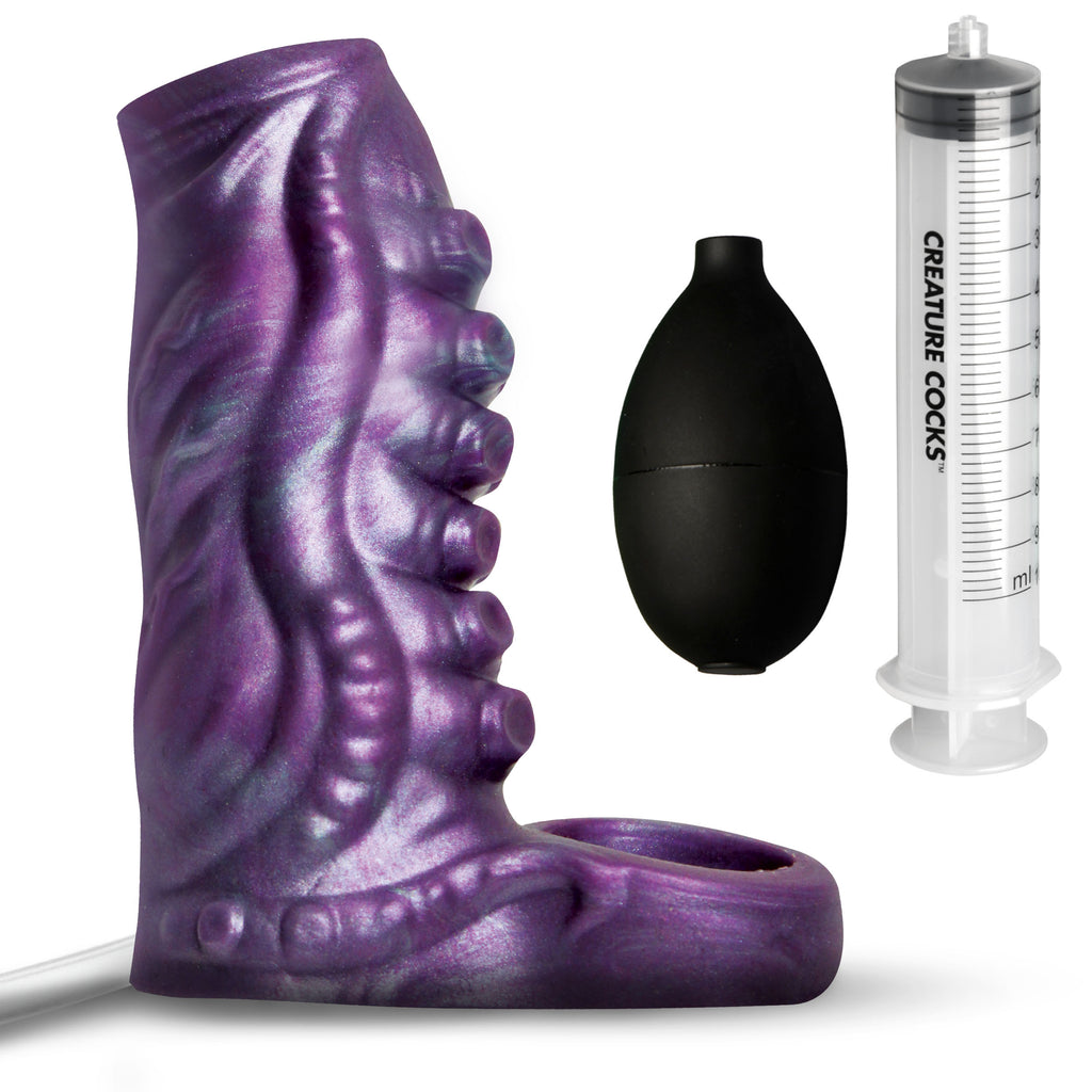Creature Cocks Tentacle Squirting Silicone Penis Enhancer - Purple Purple