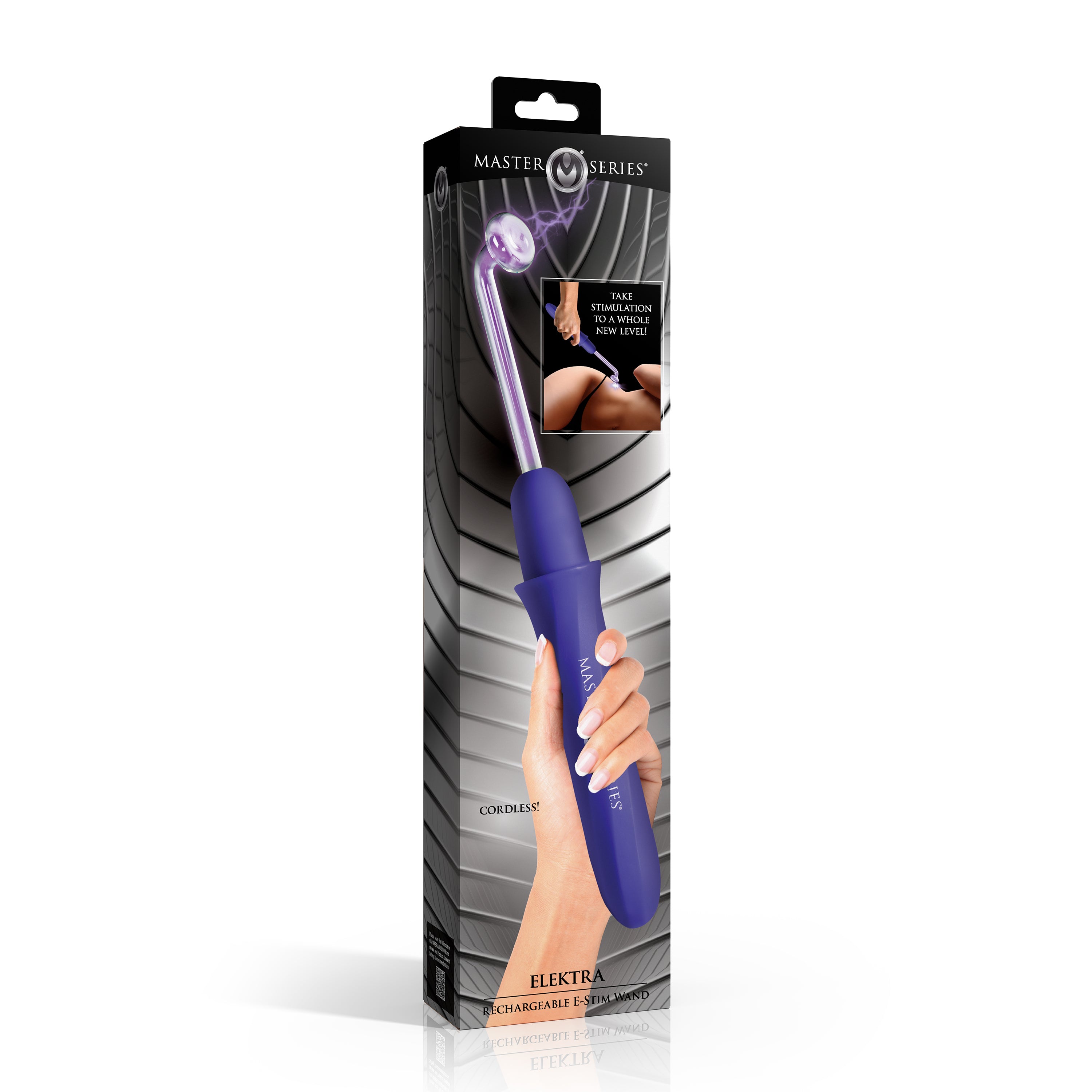 Master Series Elektra Rechargeable E-Stim Wand - Black Purple