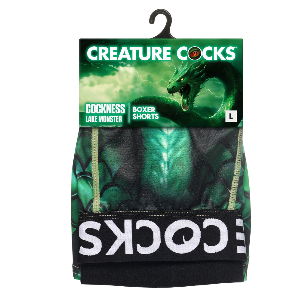 Creature Cocks Creature Wear Cockness Monster Lake Creature Boxer Shorts - Small Green / Large