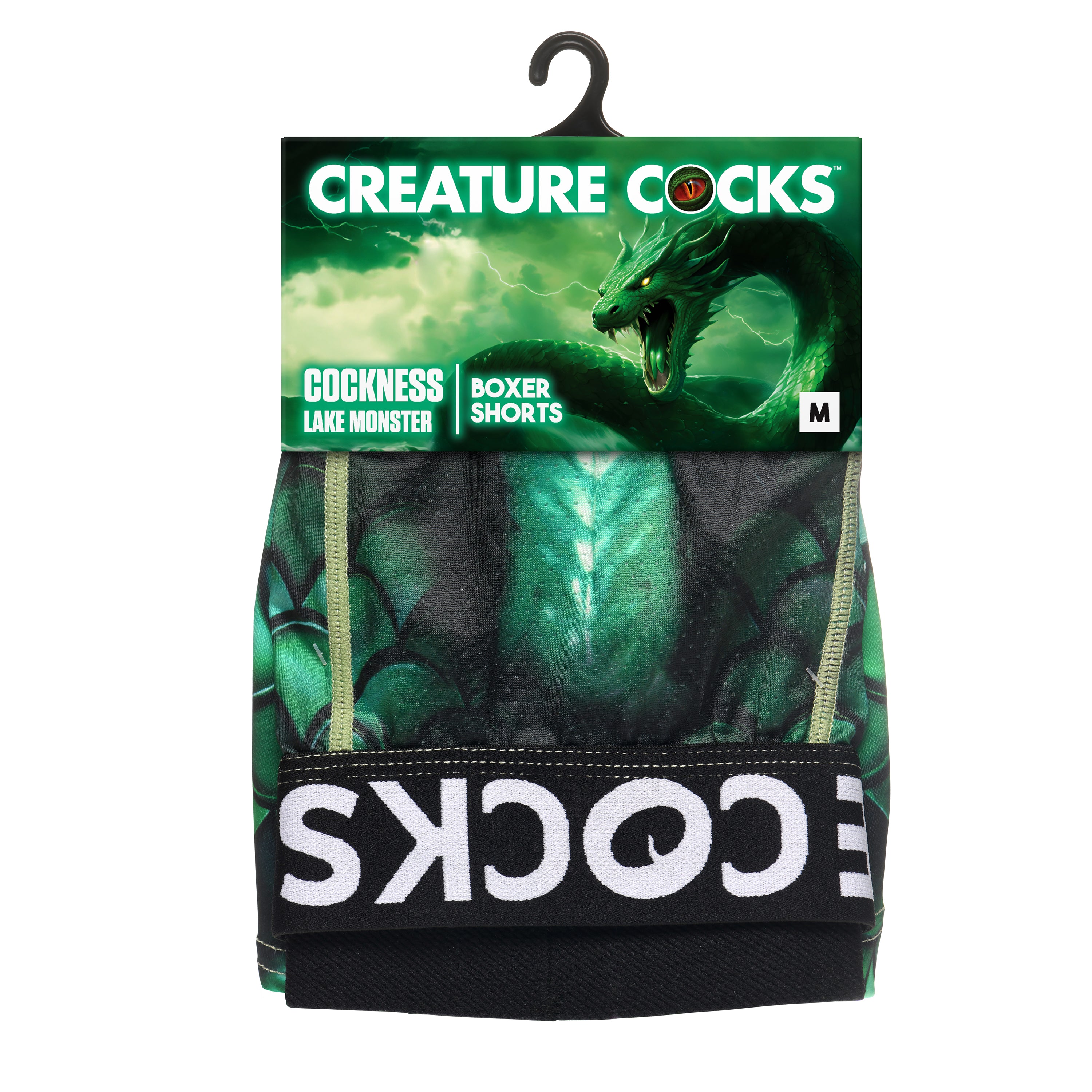 Creature Cocks Creature Wear Cockness Monster Lake Creature Boxer Shorts - Small Green / Medium