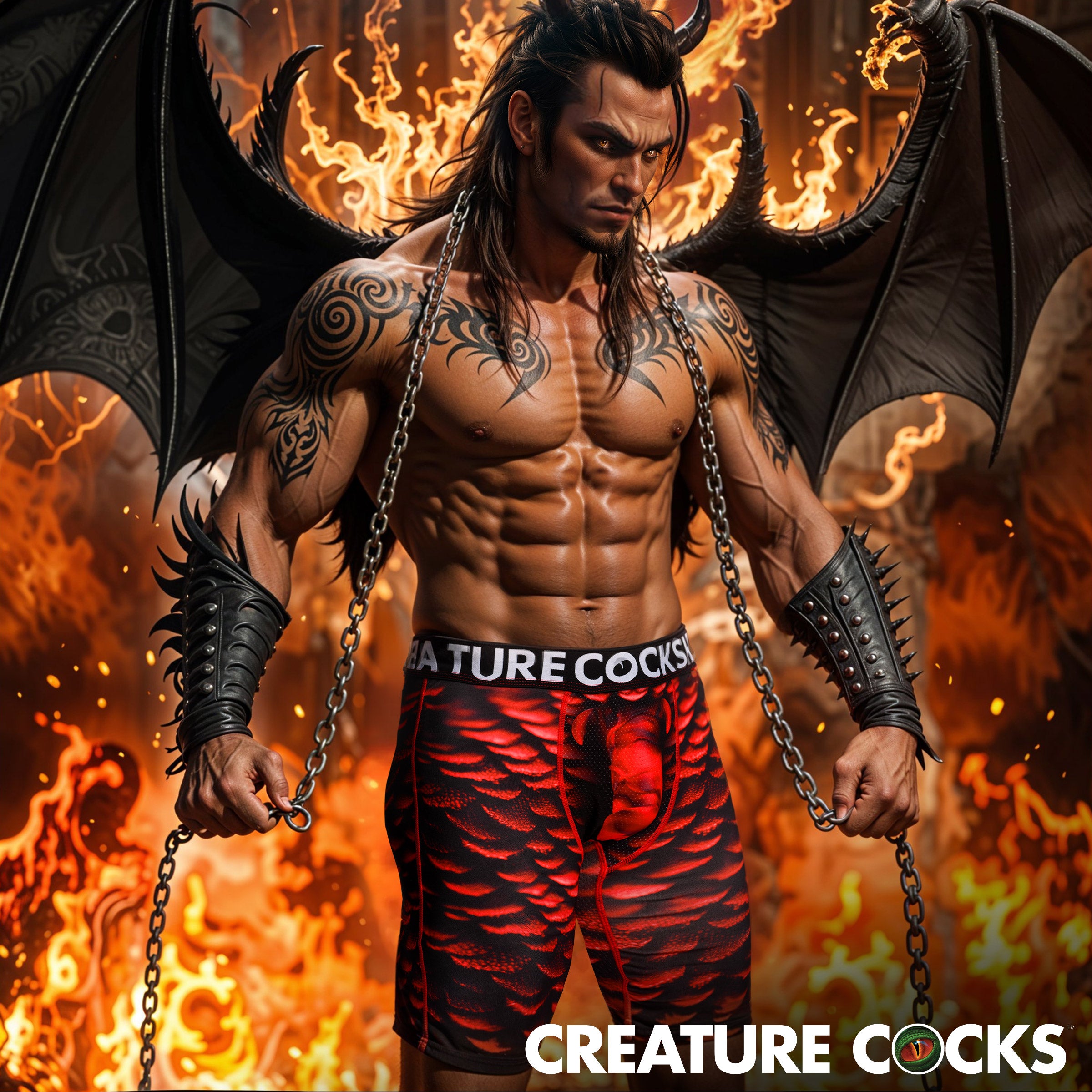 Creature Cocks Creature Wear Horny Devil Demon Boxer Shorts - Small Red / Small