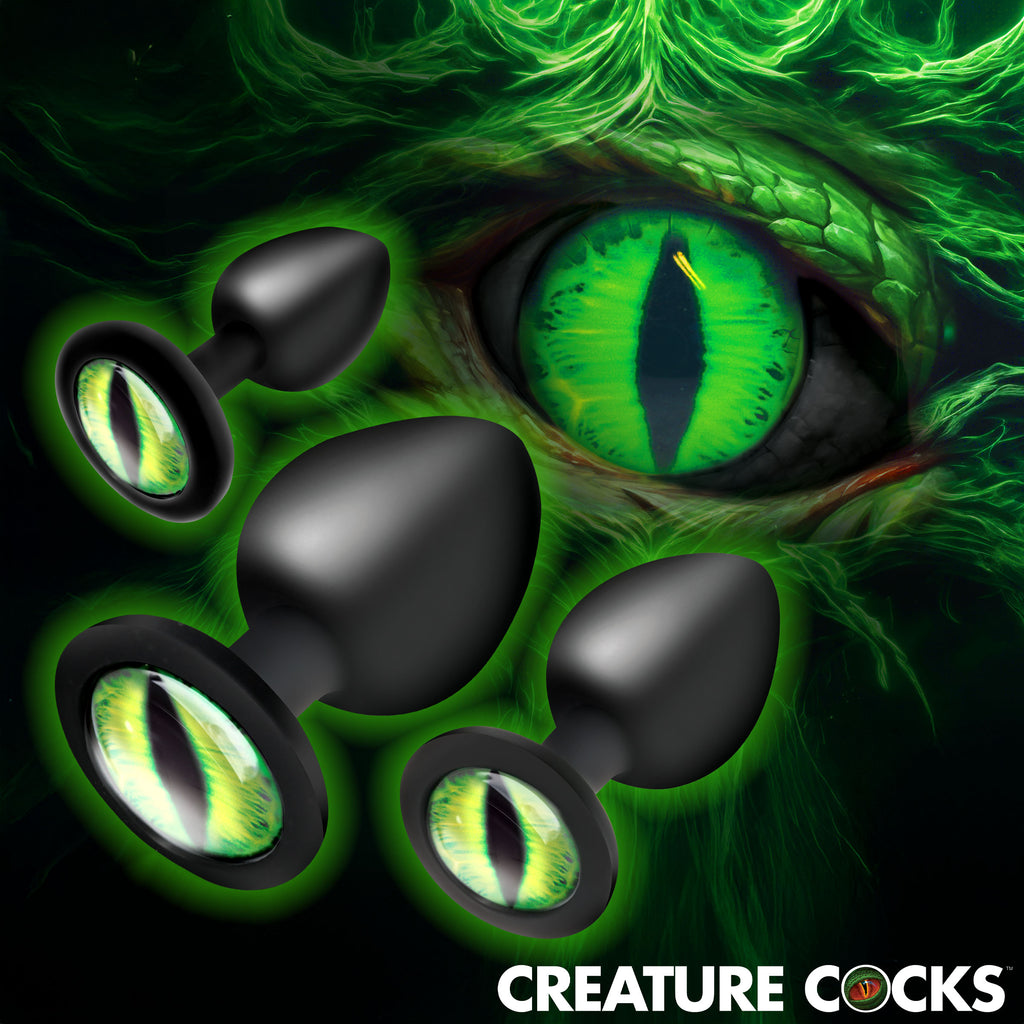 Creature Cocks Creature Eyes Green Eye Silicone Butt Plug Set Green