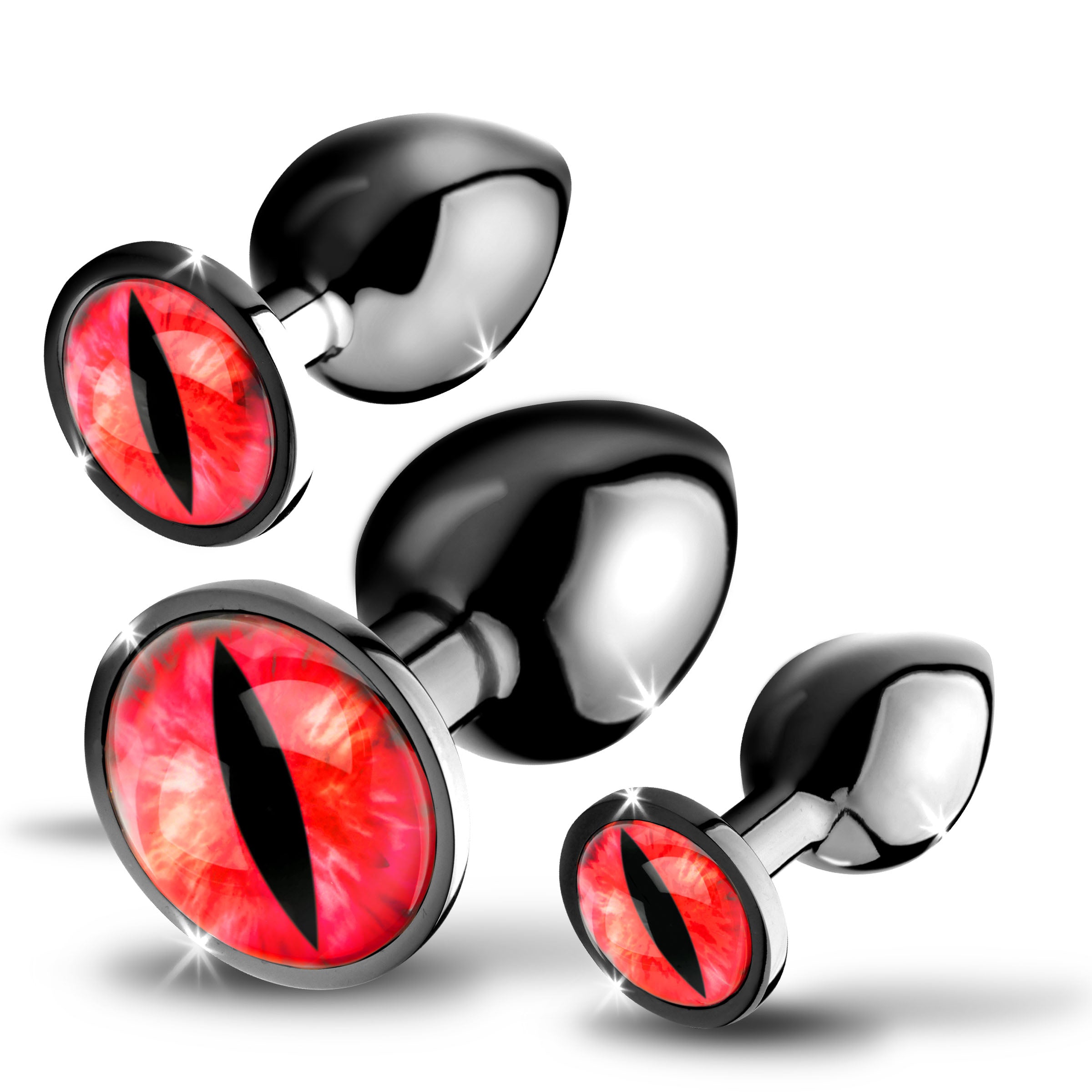 Creature Cocks Sinister Eyes Red Eye Metal Butt Plug Set Red