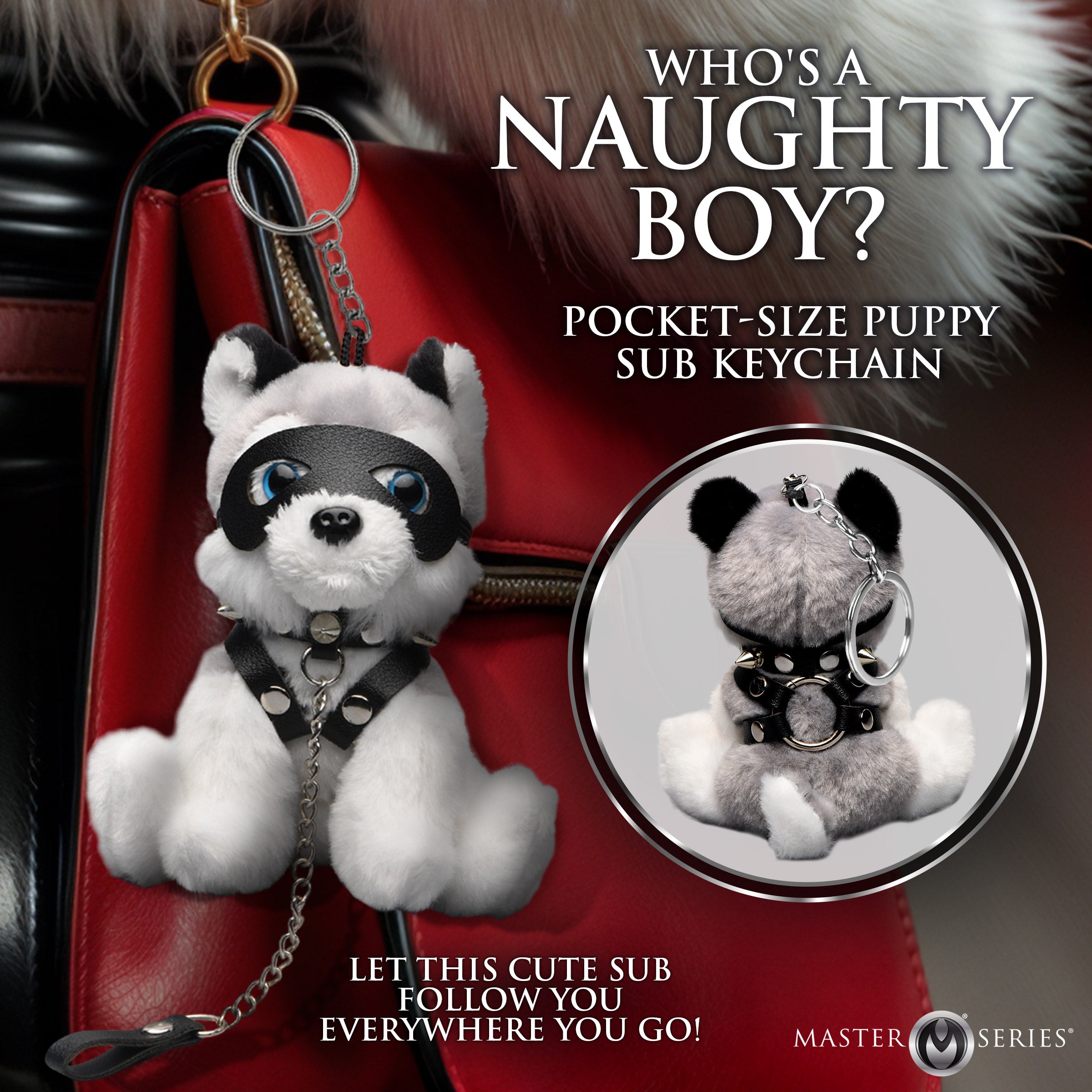 Master Series Max the Fetish Pup Keychain Grey