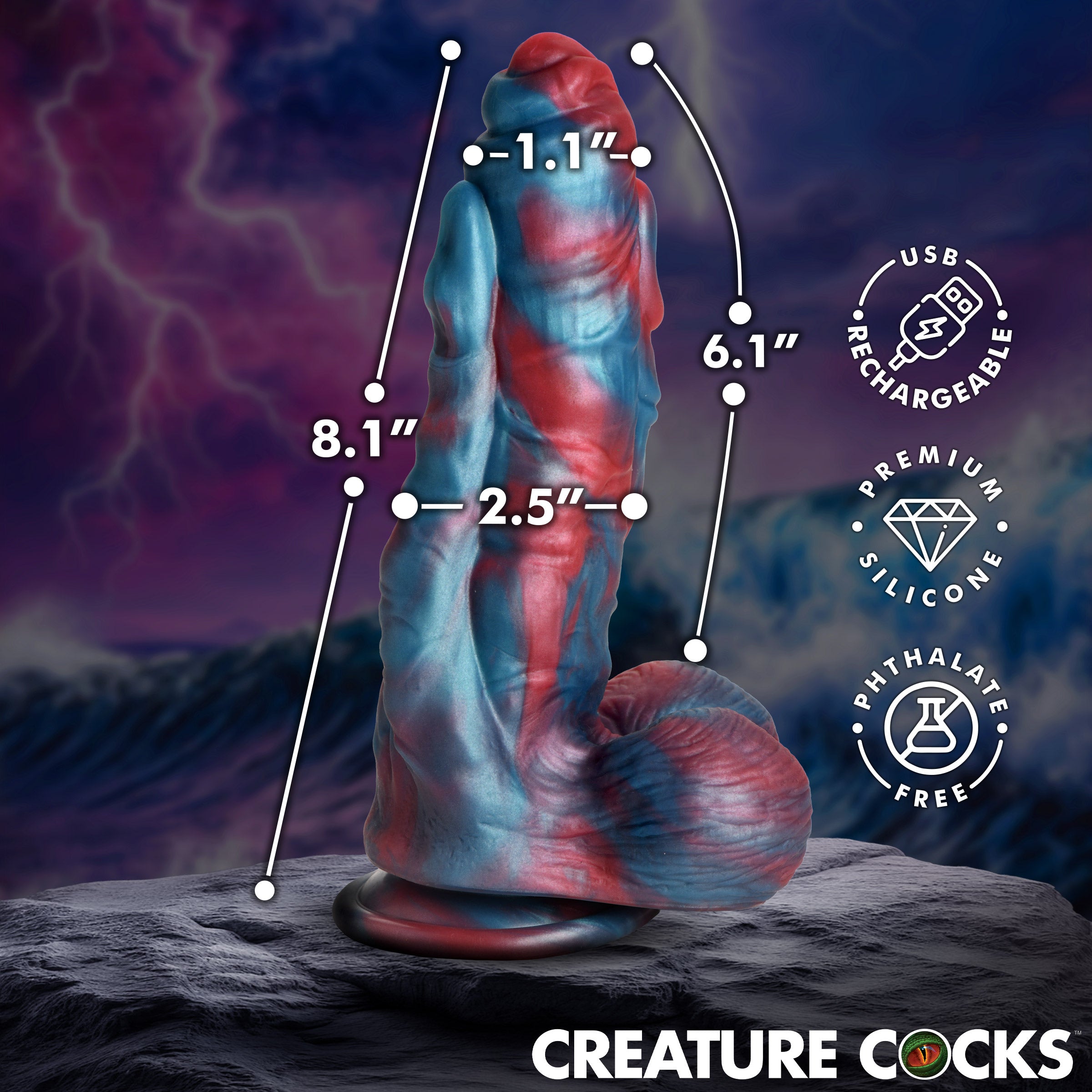 Creature Cocks Hydra X Vibrating Silicone Dildo Multi