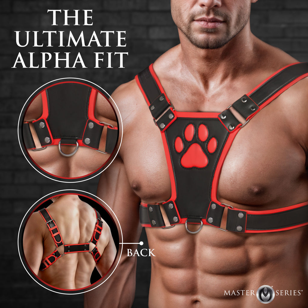 Master Series Alpha Pup Bulldog Harness - Black Red