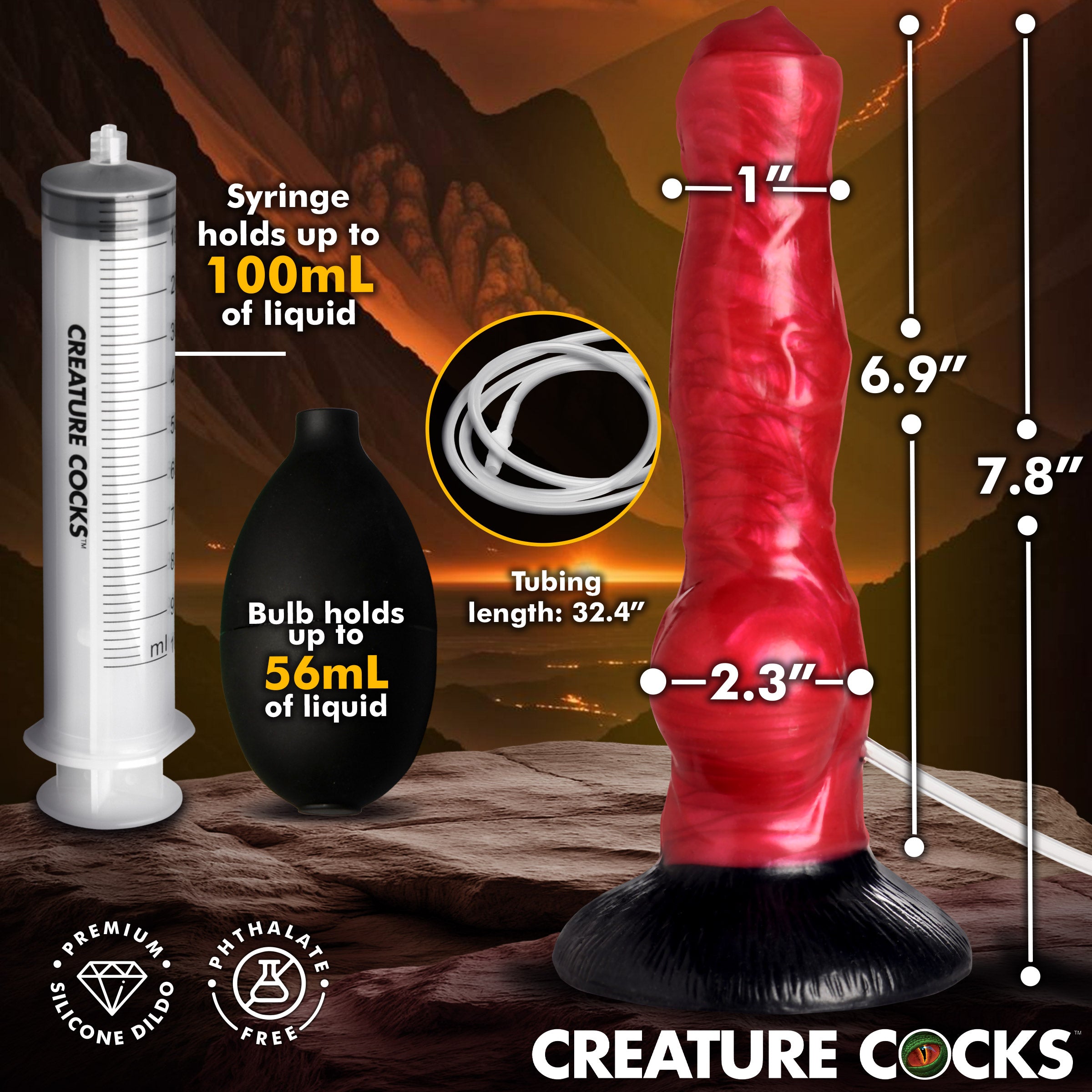 nan Hell Hound Squirting Silicone Dildo