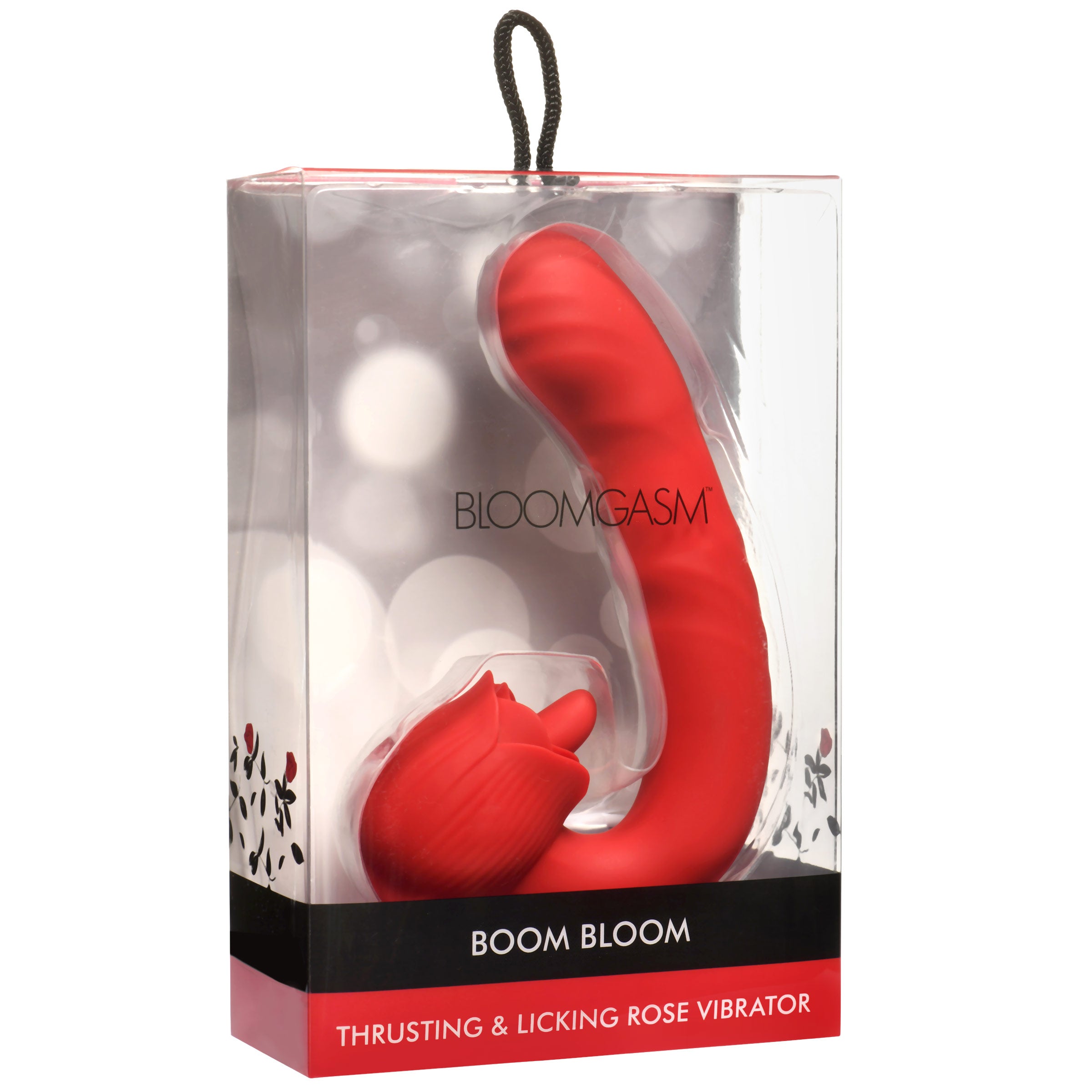 Bloomgasm Boom Bloom Thrusting & Licking Rose Vibrator Red