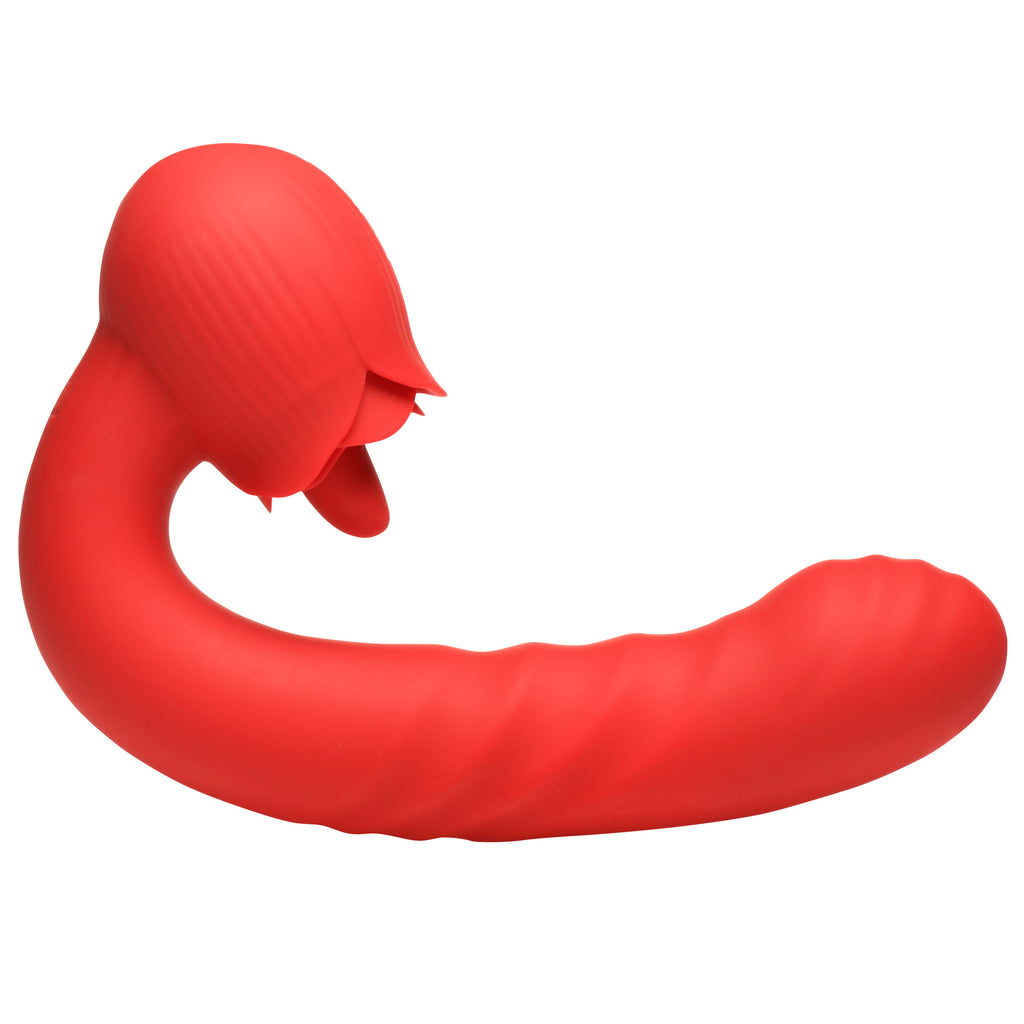 Bloomgasm Boom Bloom Thrusting & Licking Rose Vibrator Red