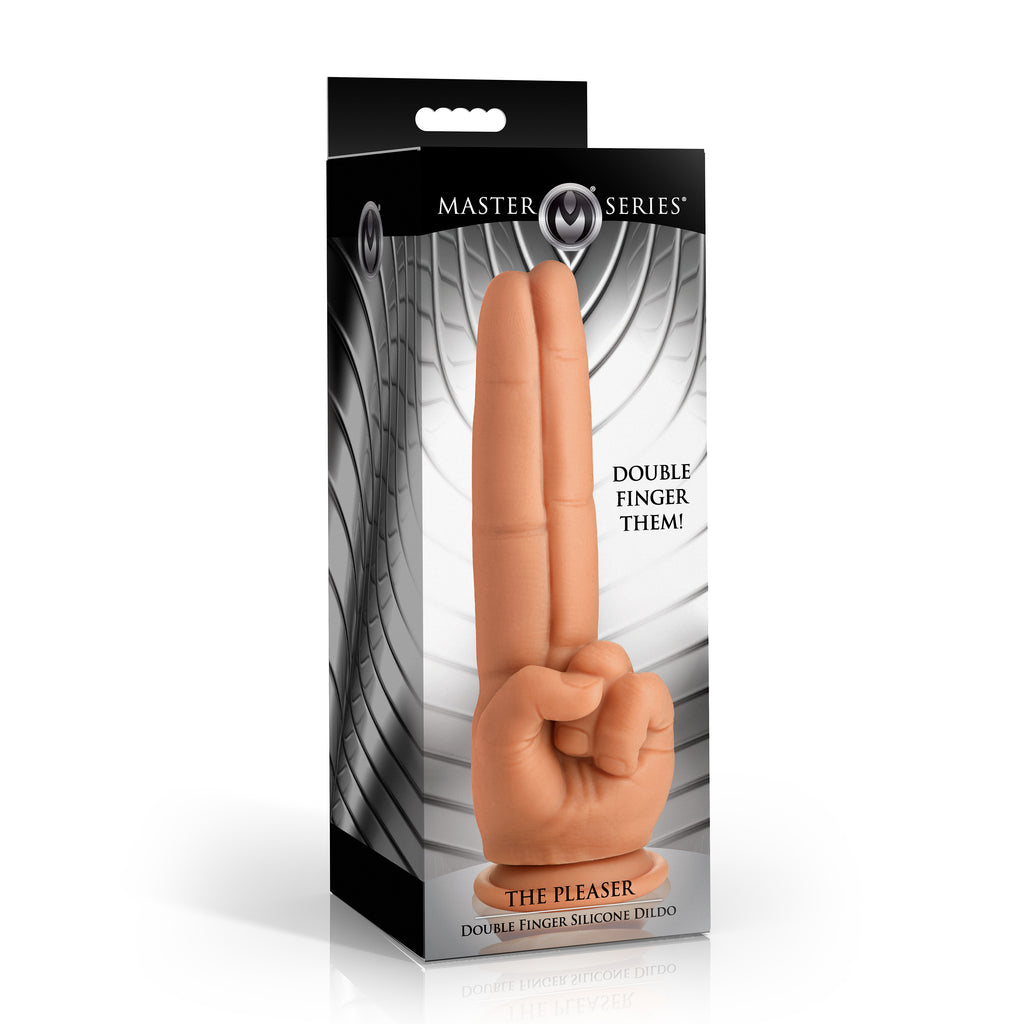 Master Series The Pleaser Double Finger Silicone Dildo Flesh