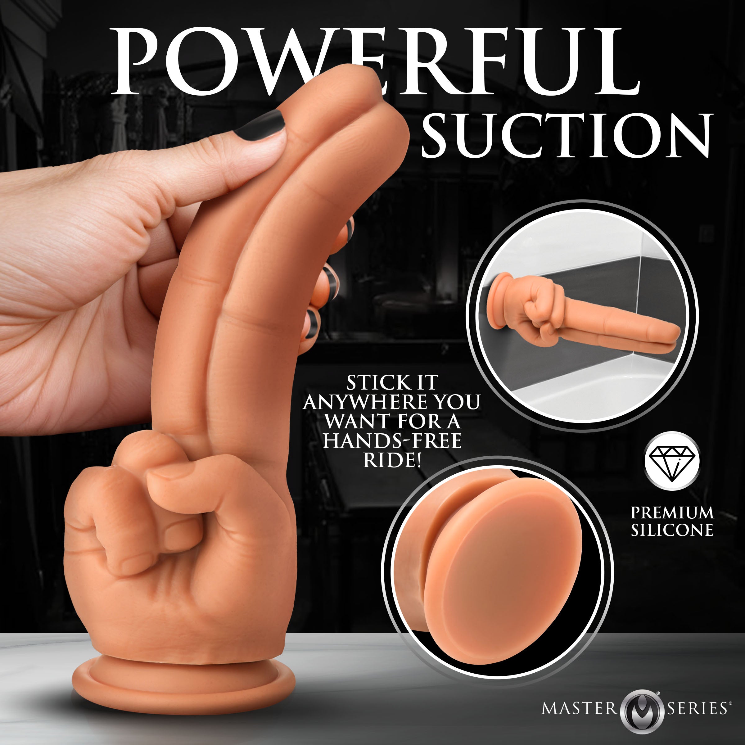 Master Series The Pleaser Double Finger Silicone Dildo Flesh