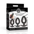 Master Series Pop Plugs 3 Piece Hollow Silicone Anal Trainer Set Black