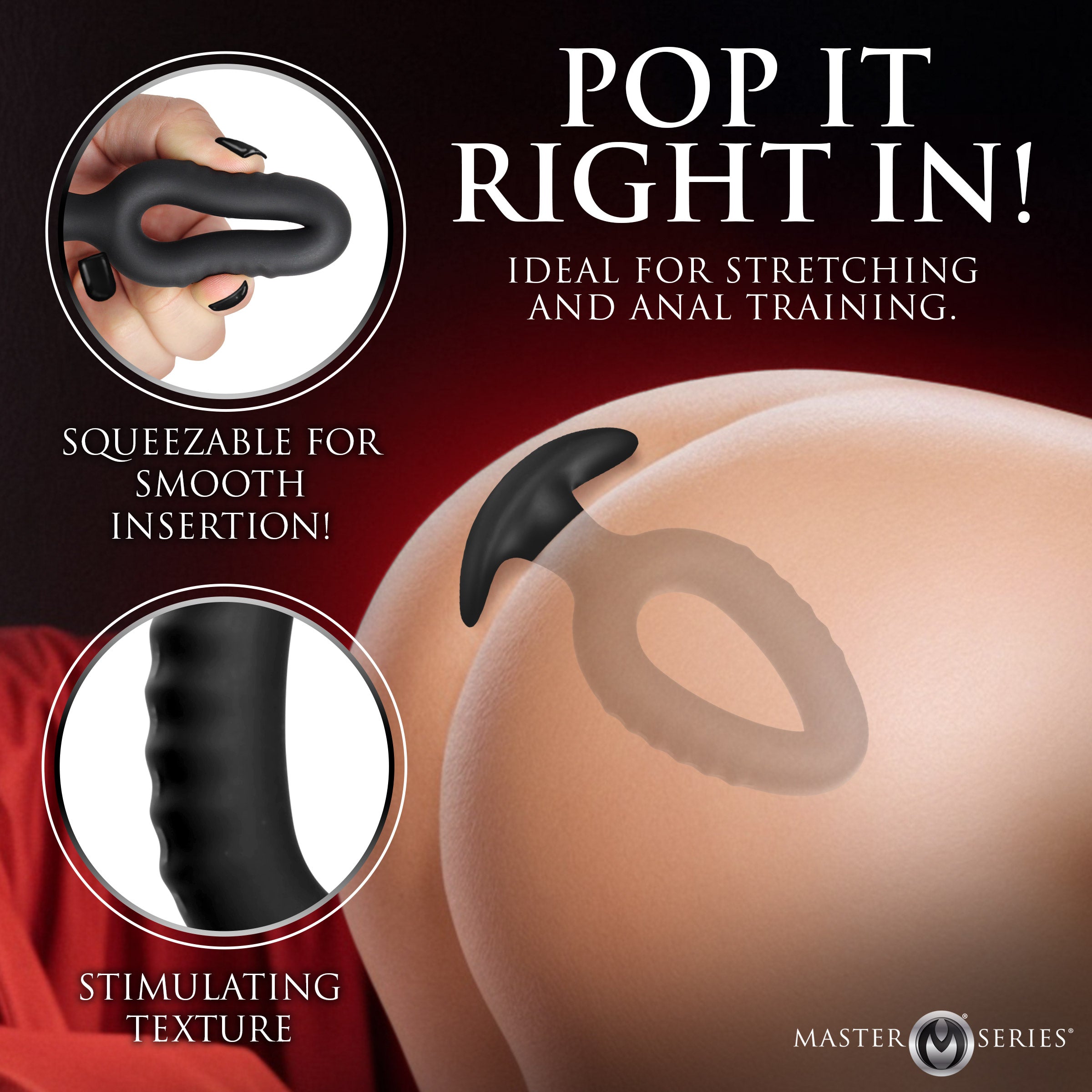 Master Series Pop Plugs 3 Piece Hollow Silicone Anal Trainer Set Black
