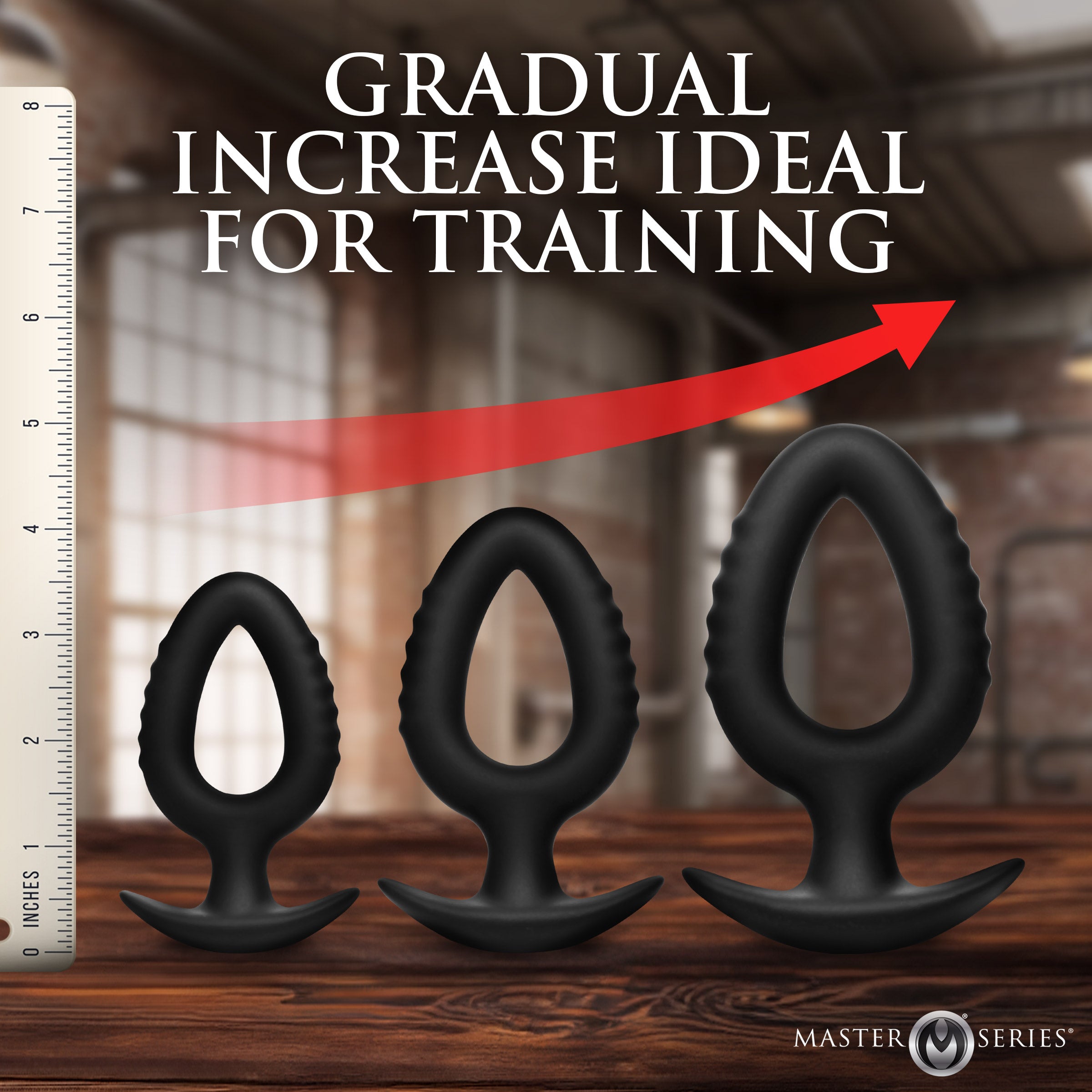 Master Series Pop Plugs 3 Piece Hollow Silicone Anal Trainer Set Black