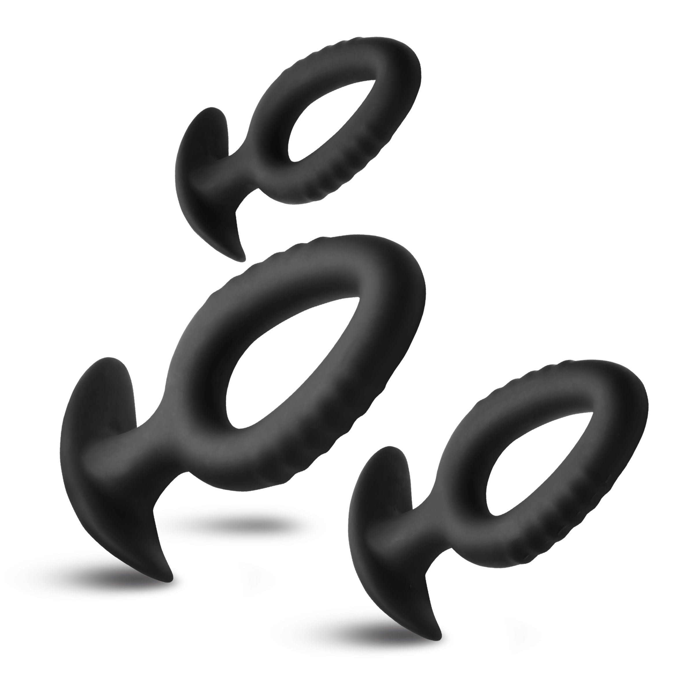 Master Series Pop Plugs 3 Piece Hollow Silicone Anal Trainer Set Black