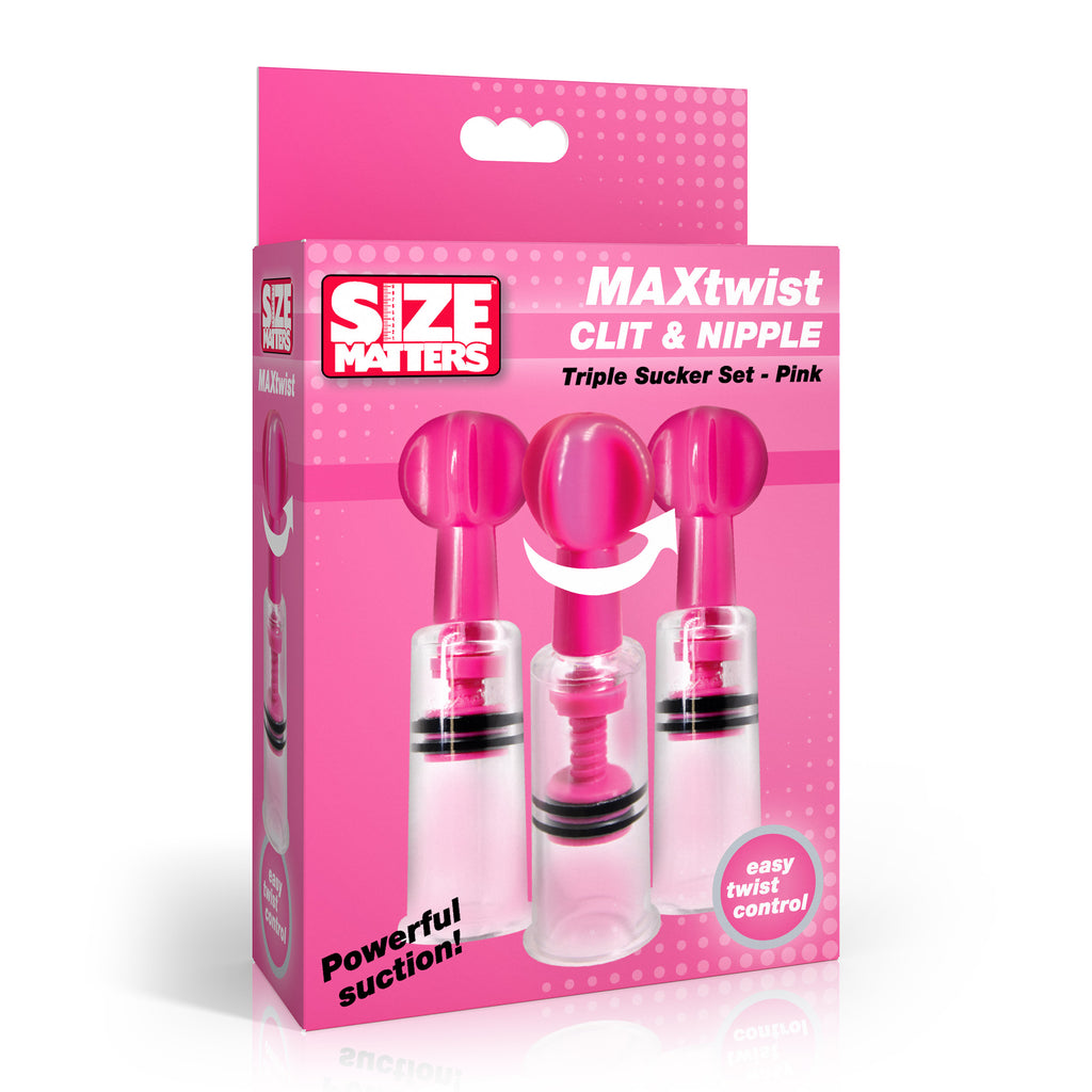 Size Matters MAXtwist Clit & Nipple Triple Sucker Set - Pink Pink