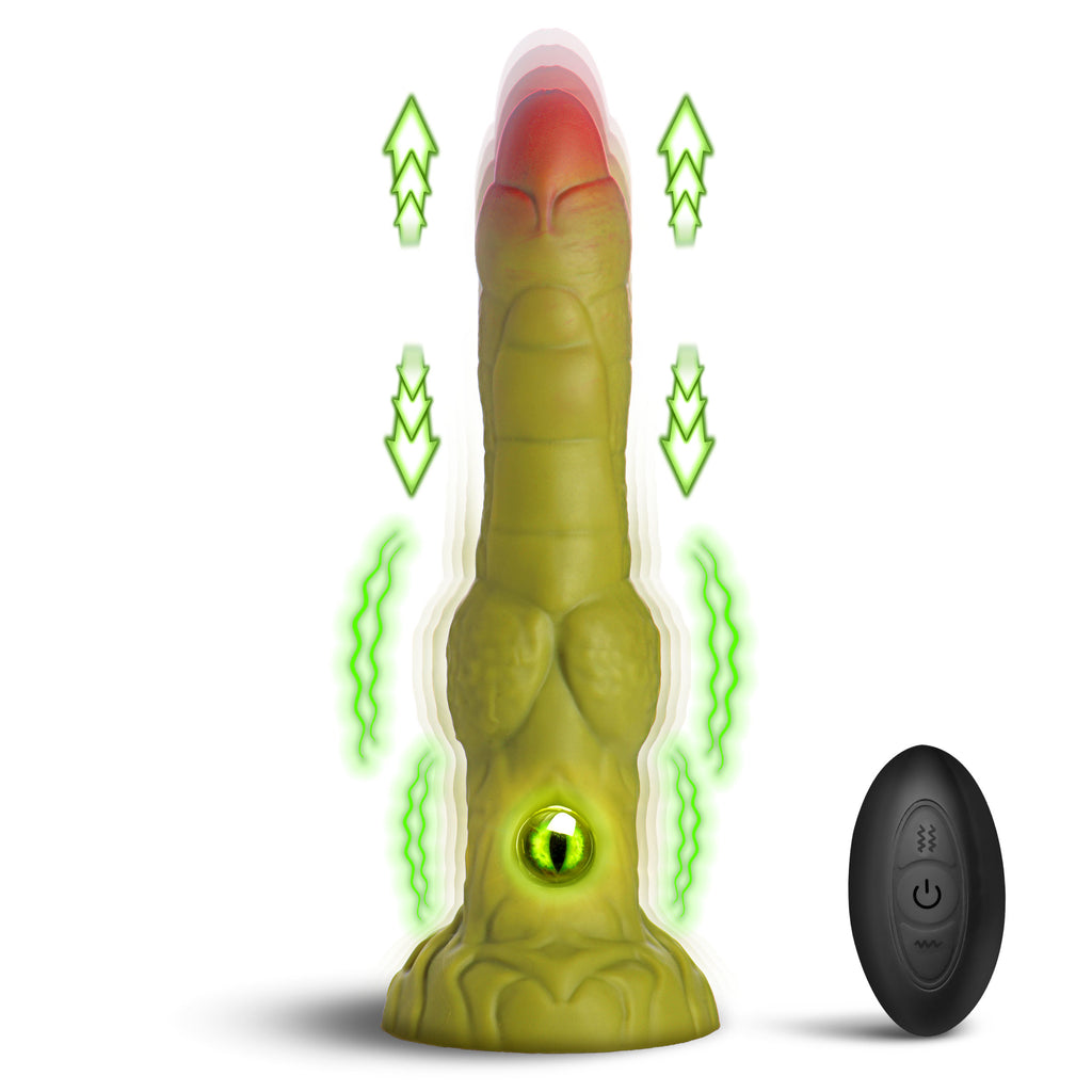 Creature Cocks Eyegor Thrusting and Vibrating Silicone Dildo Green
