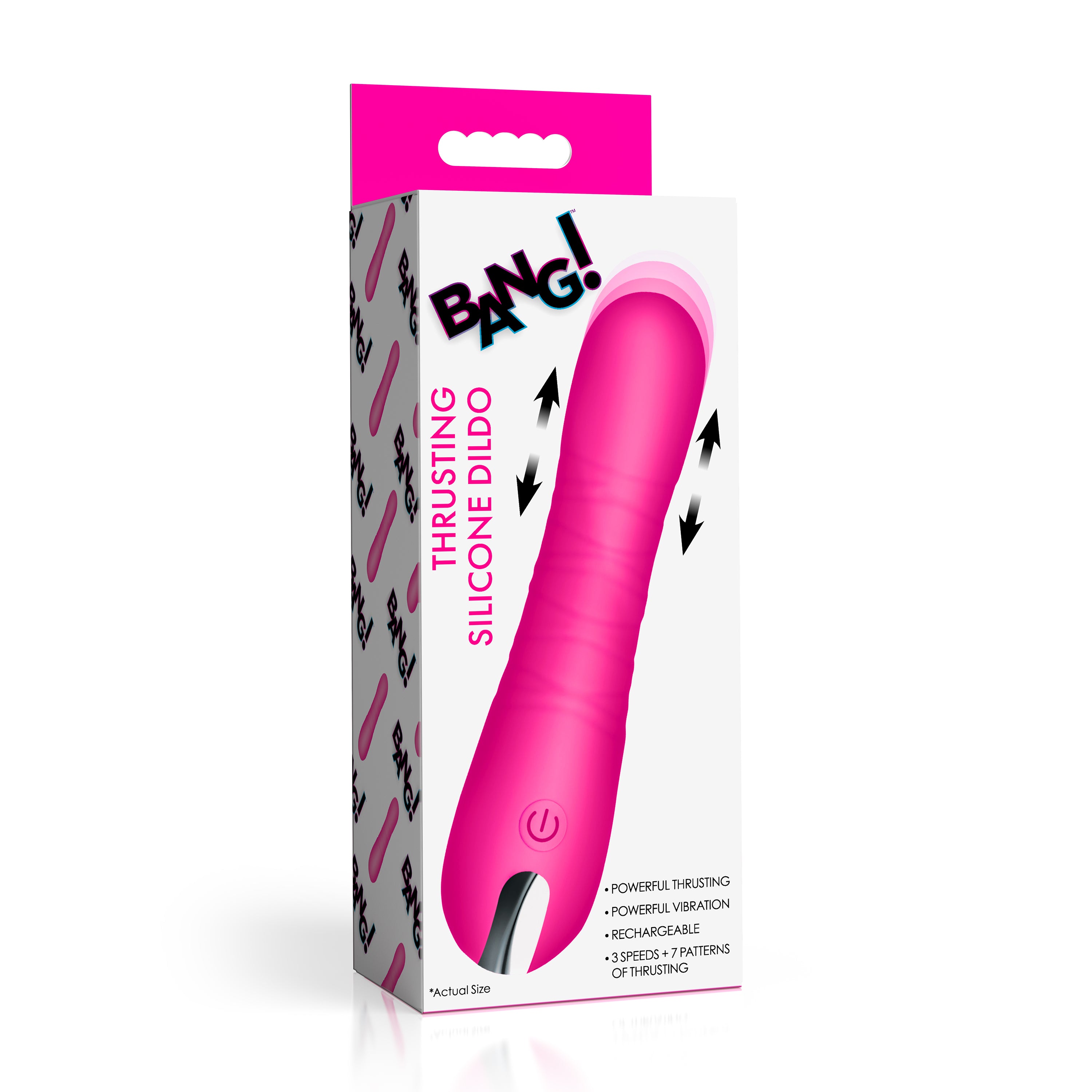 Bang! New Thrusting Silicone Dildo - Purple Pink