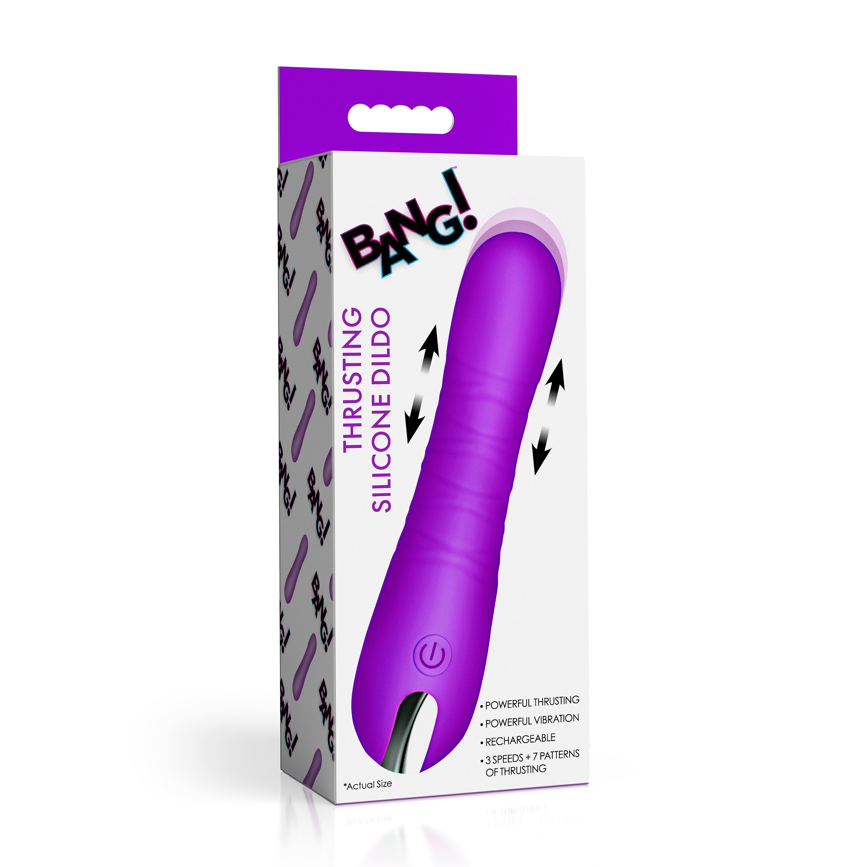 Bang! New Thrusting Silicone Dildo - Purple Purple