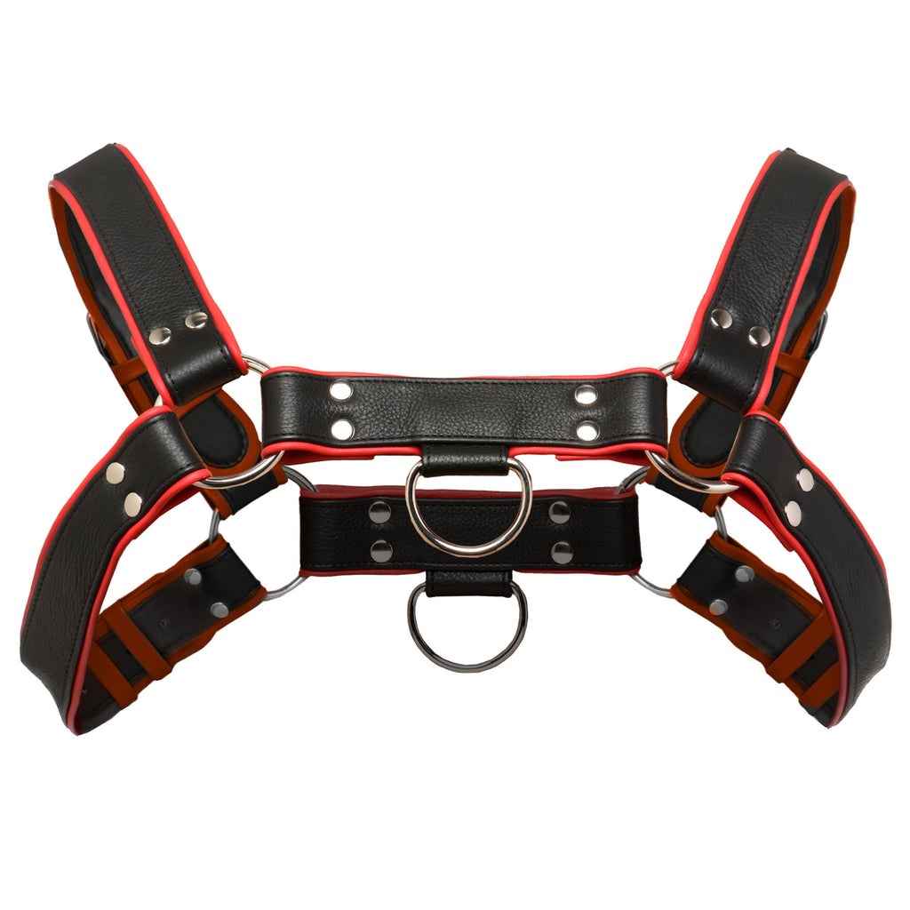 Strict Leather Leather English Bull Dog Harness Black/Red Black