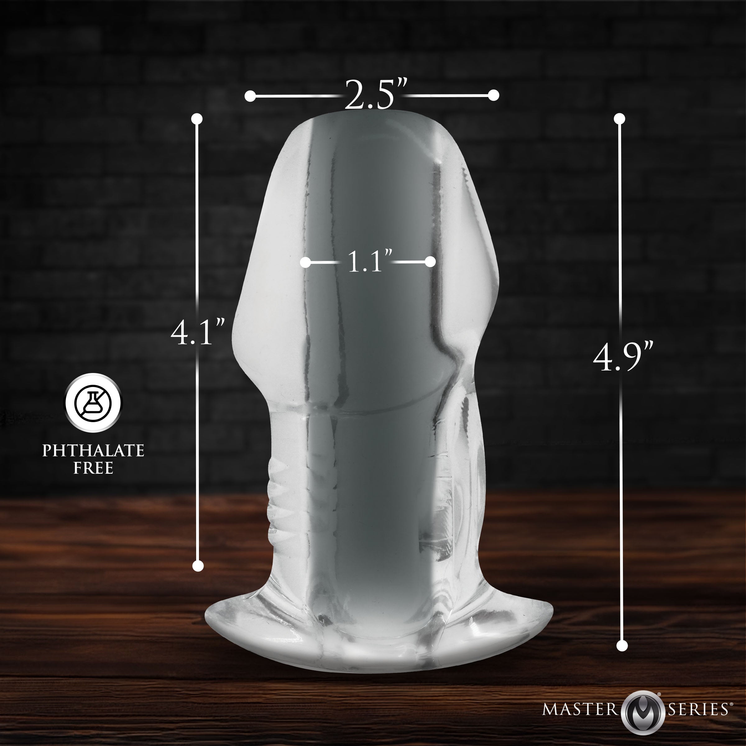 Master Series Dicked Clear Hollow Anal Plug - Small Clear / Large