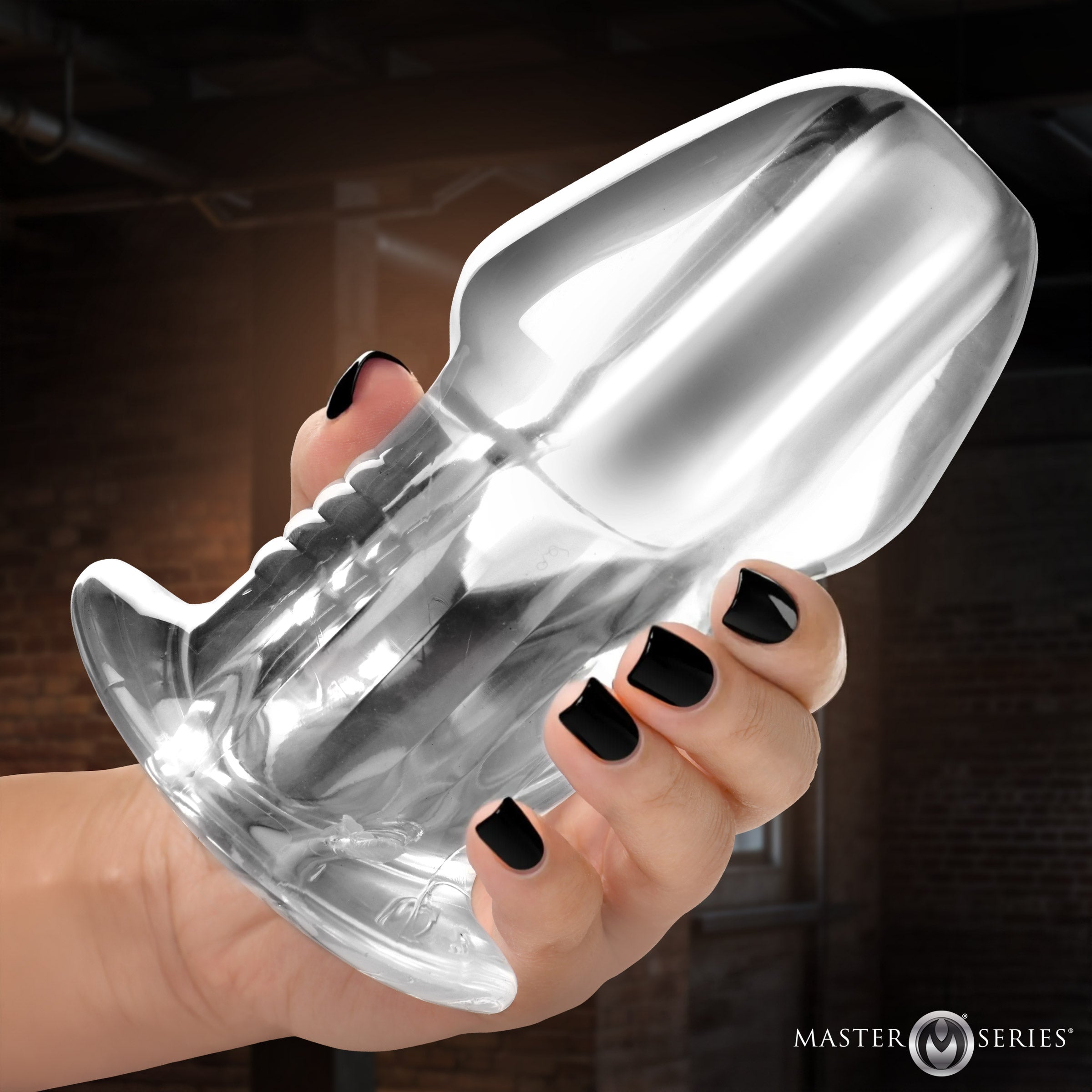 Master Series Dicked Clear Hollow Anal Plug - Small Clear / X-Large