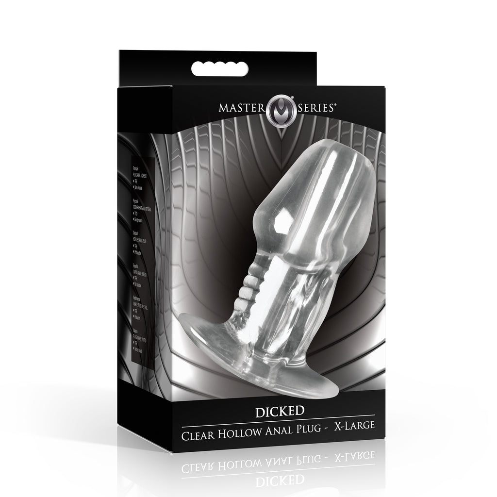 Master Series Dicked Clear Hollow Anal Plug - Small Clear / X-Large