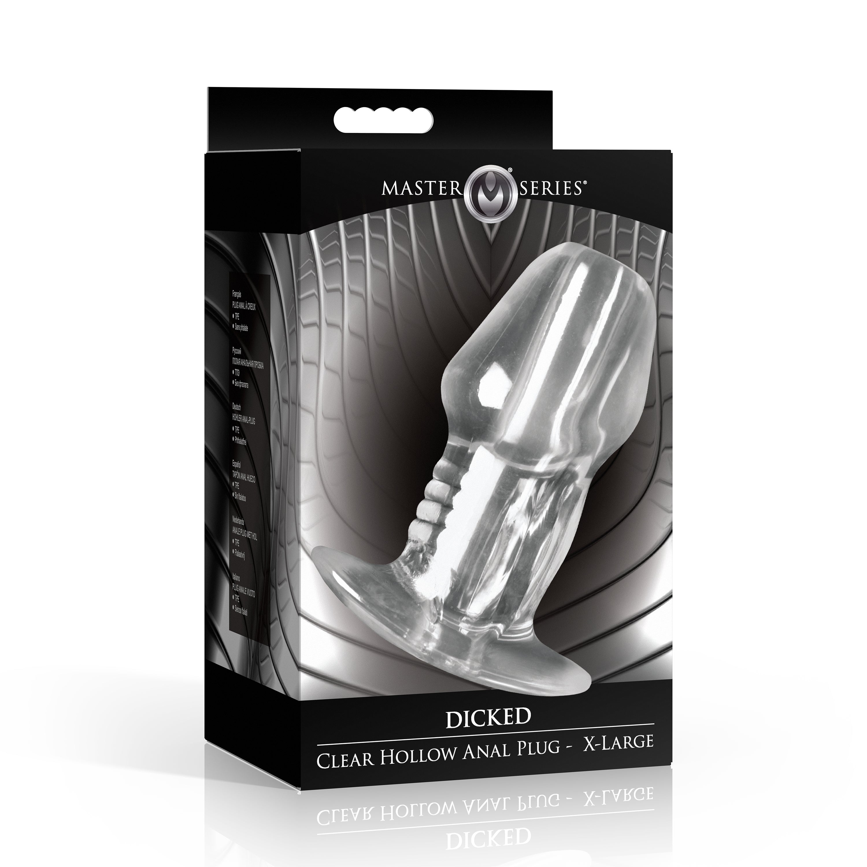 Master Series Dicked Clear Hollow Anal Plug - Small Clear / X-Large