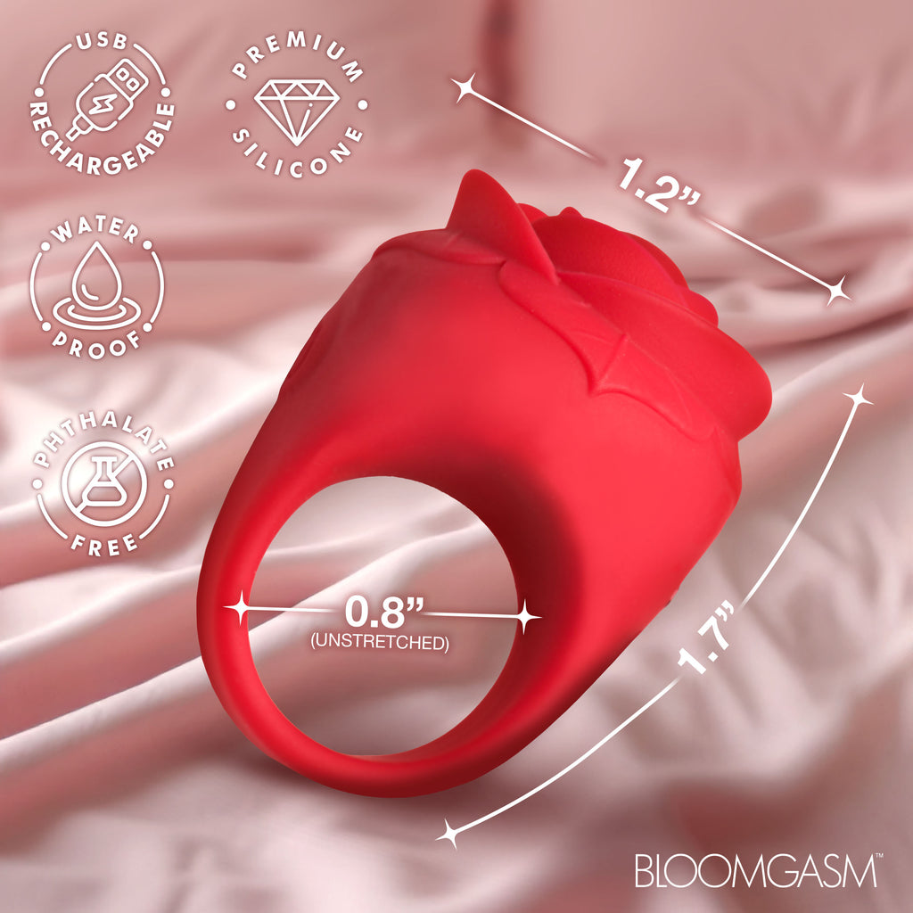 Bloomgasm Rose Ring Discreet Finger Vibrator Red