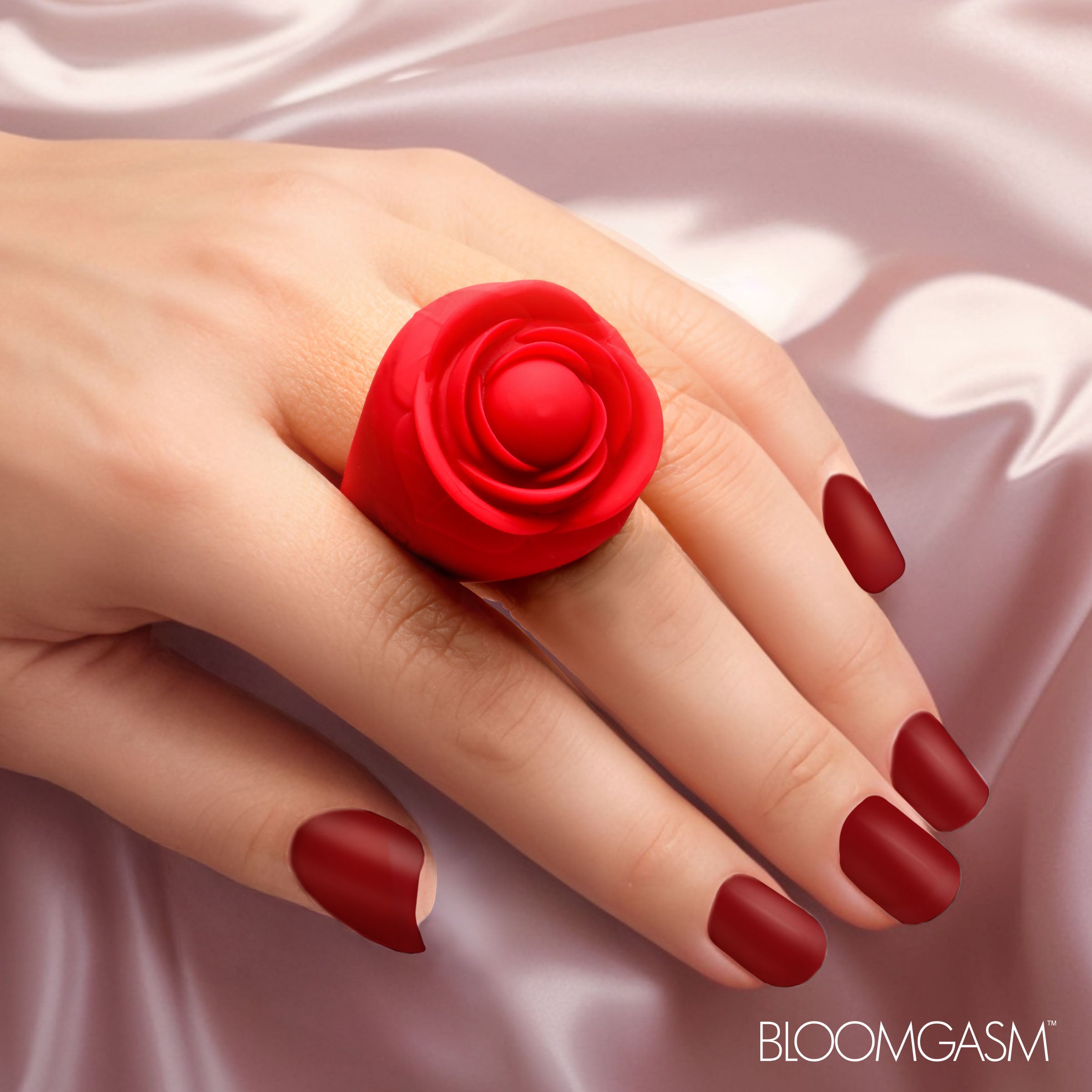 Bloomgasm Rose Ring Discreet Finger Vibrator Red