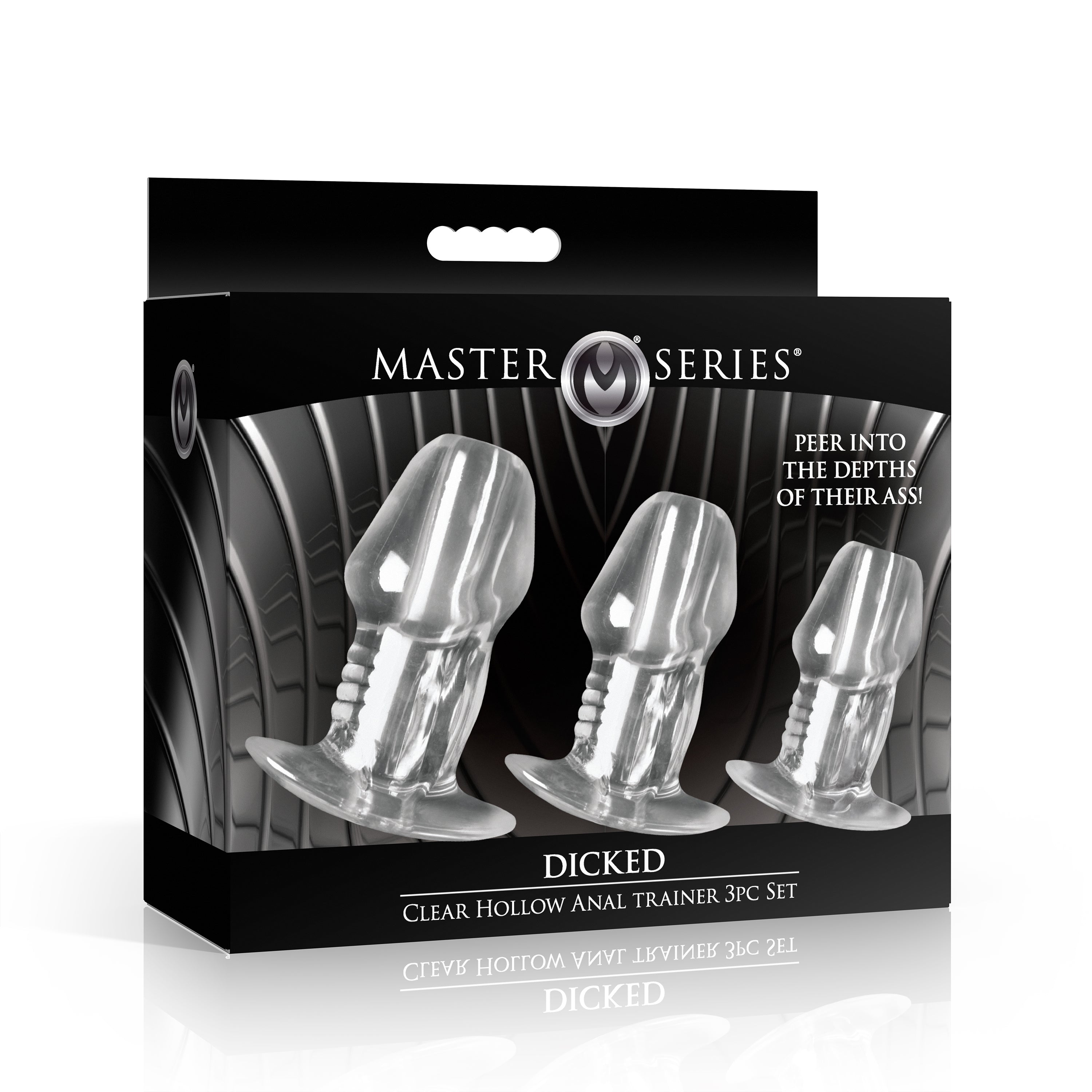 Master Series Dicked Clear Hollow Anal Plug 3pc Set Clear