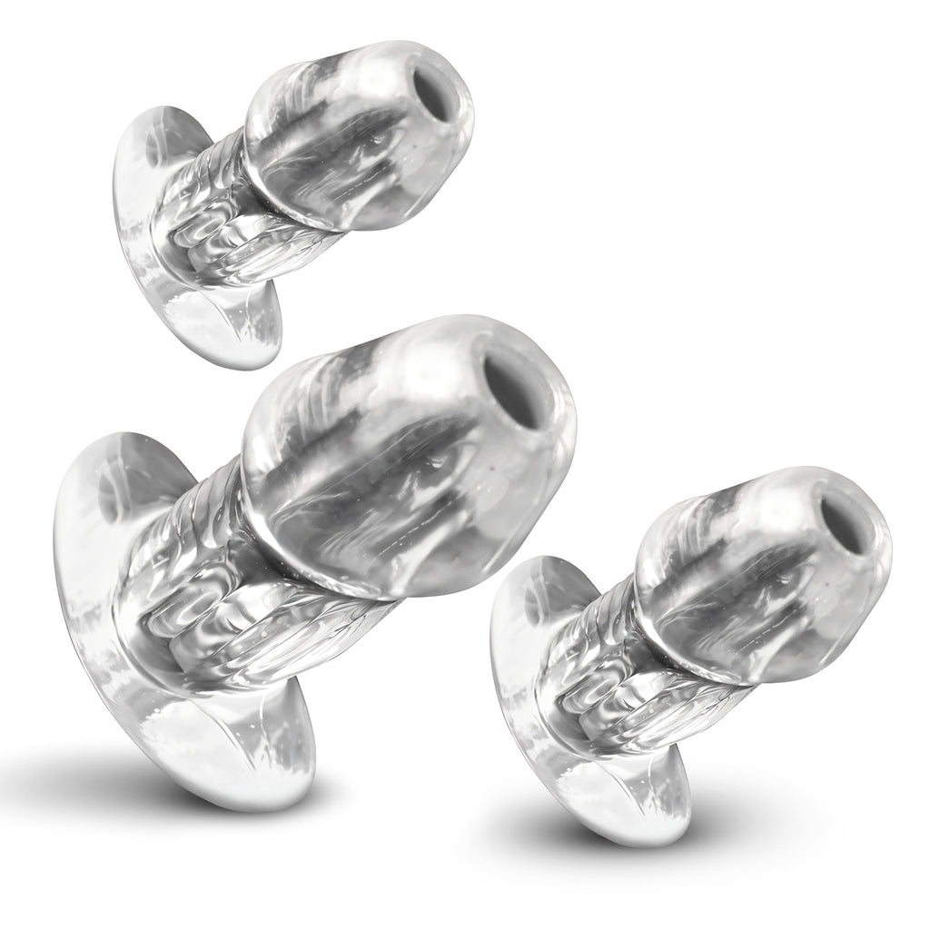 Master Series Dicked Clear Hollow Anal Plug 3pc Set Clear