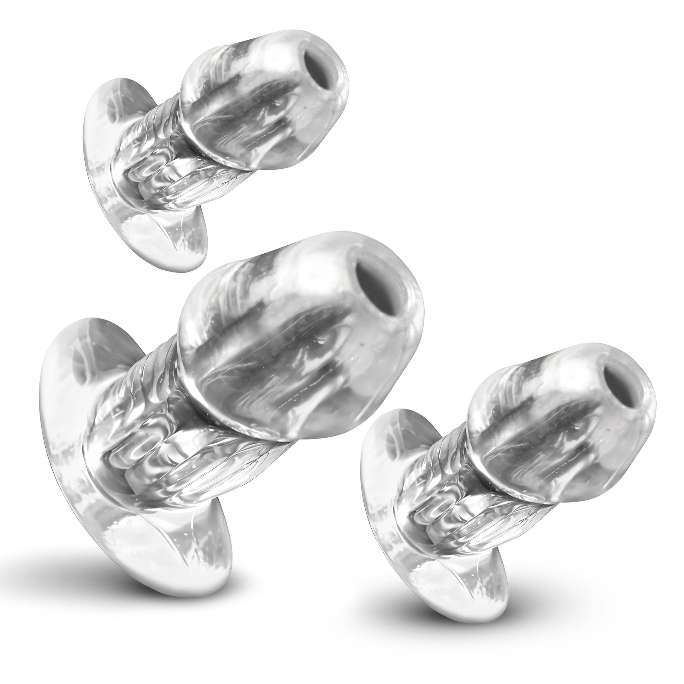 Master Series Dicked Clear Hollow Anal Plug 3pc Set Clear