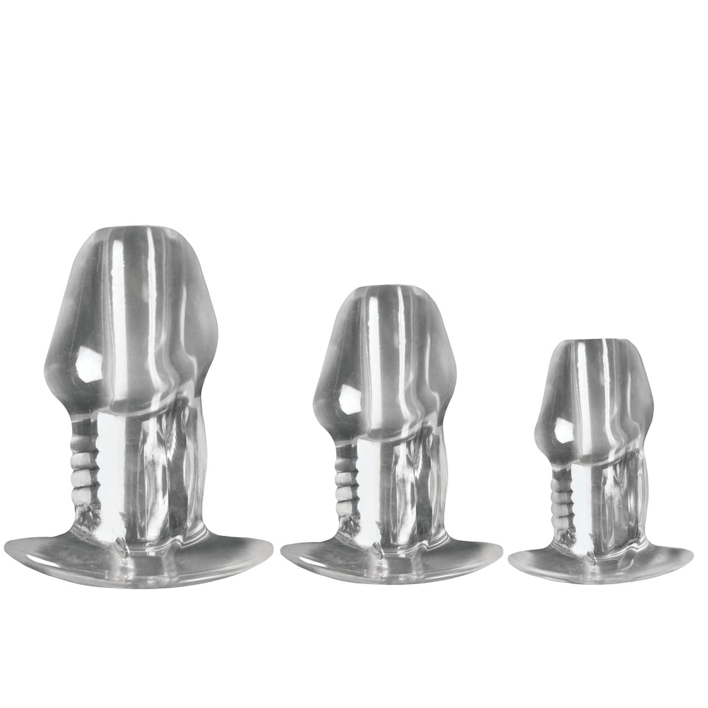 Master Series Dicked Clear Hollow Anal Plug 3pc Set Clear