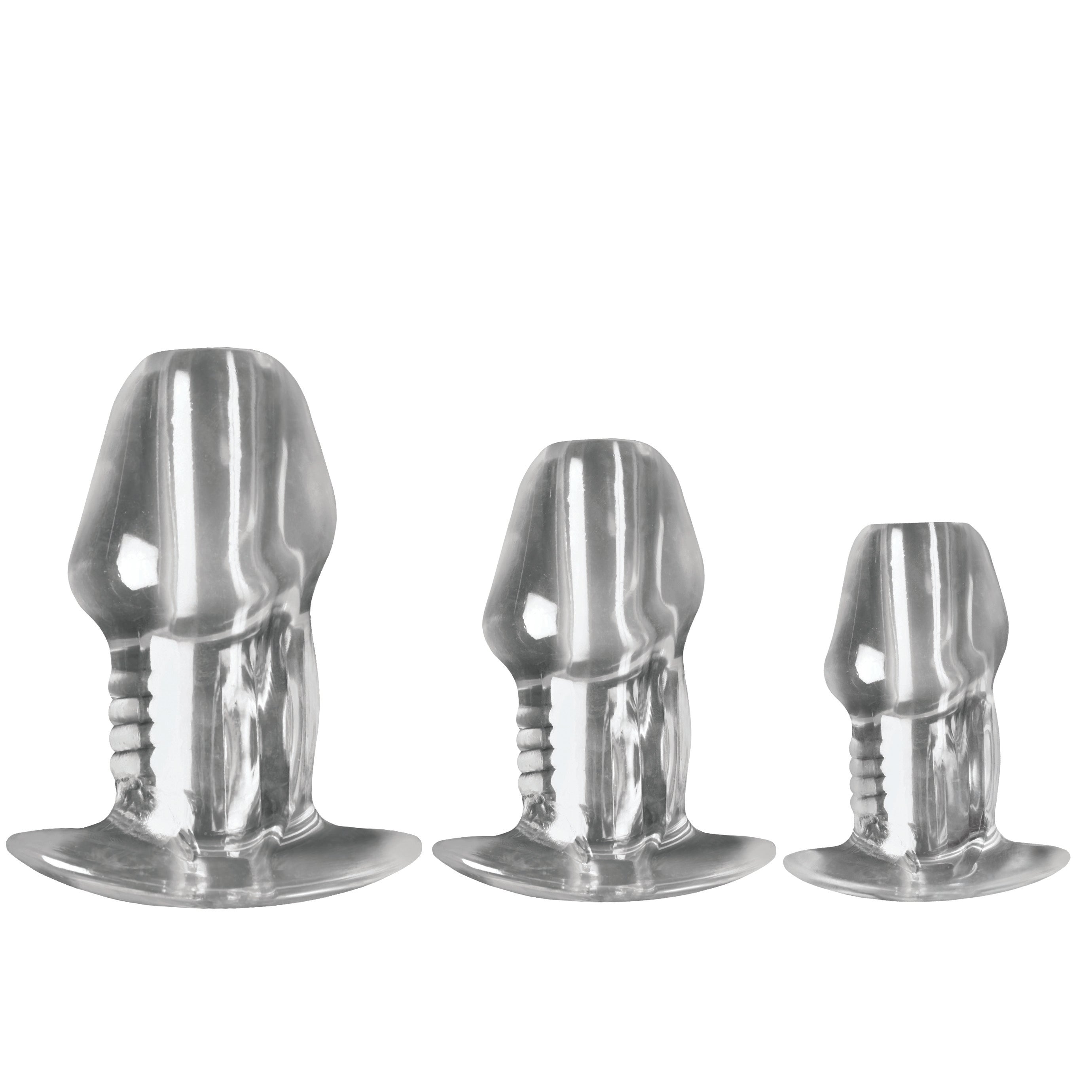 Master Series Dicked Clear Hollow Anal Plug 3pc Set Clear