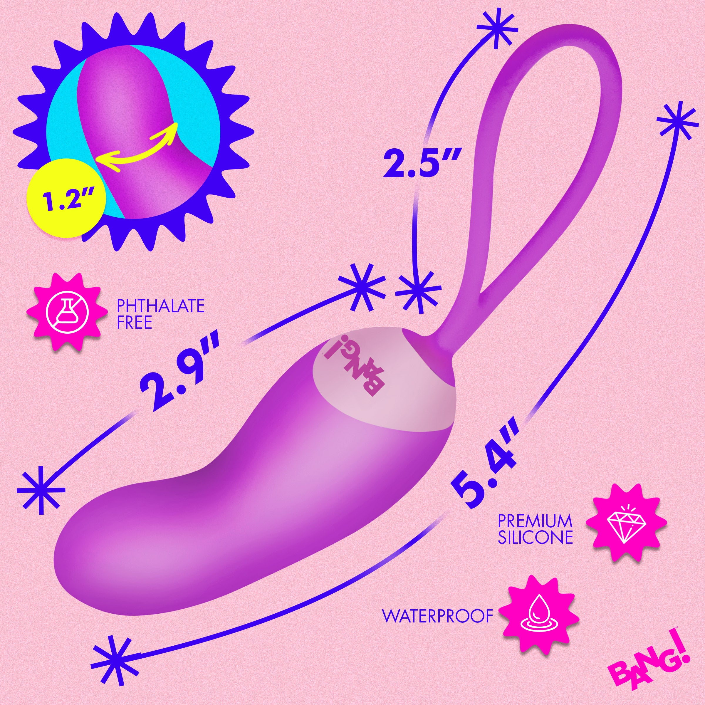 Bang! Silicone Mini Vibe w/ Remote - Pink Purple