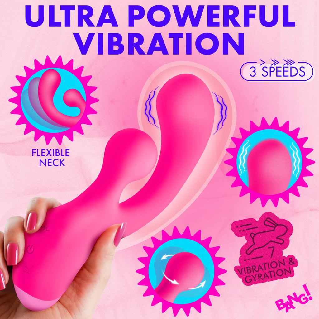 Bang! Gyro Rabbit Silicone Vibrator - Purple Pink